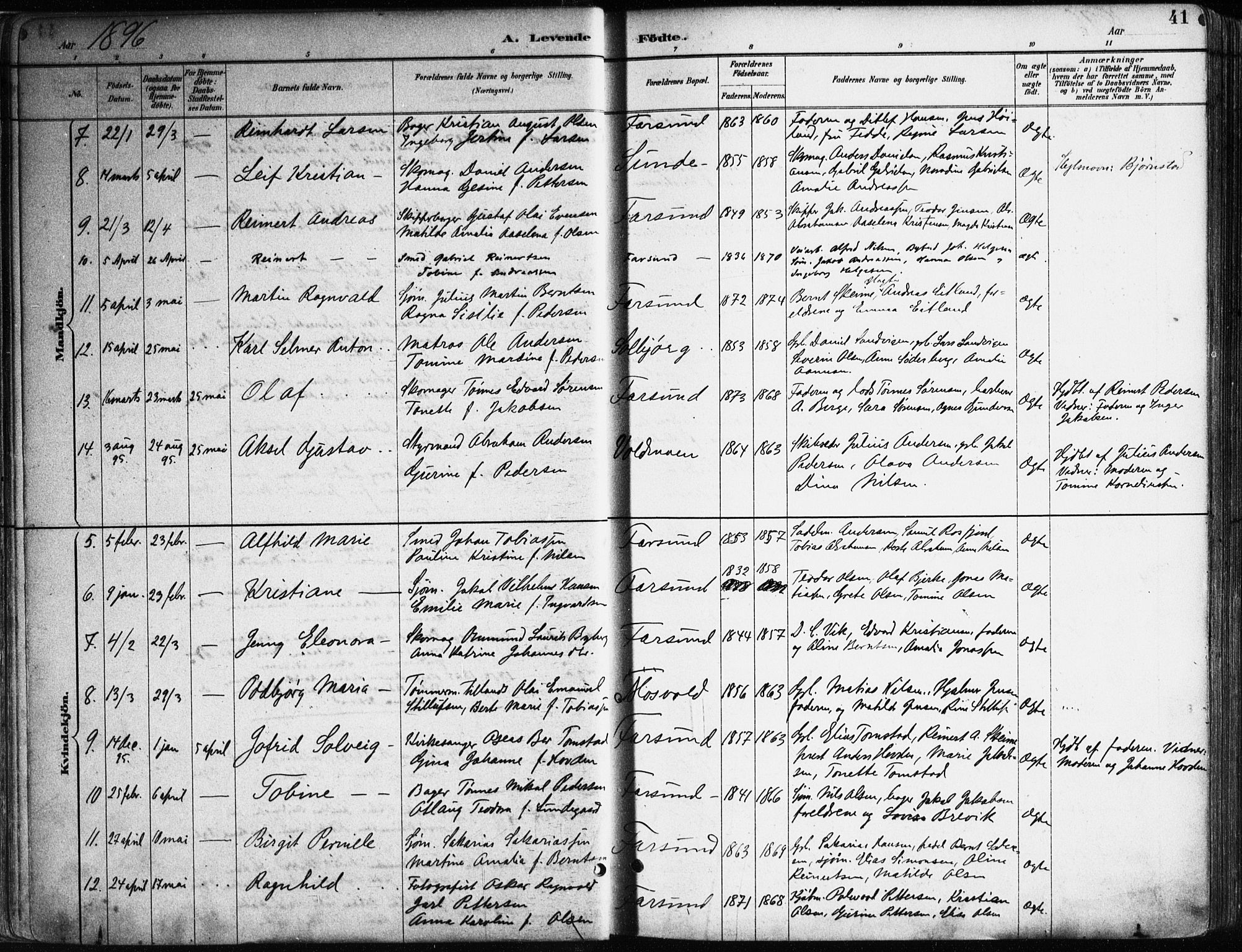 Farsund sokneprestkontor, SAK/1111-0009/F/Fa/L0006: Parish register (official) no. A 6, 1887-1920, p. 41