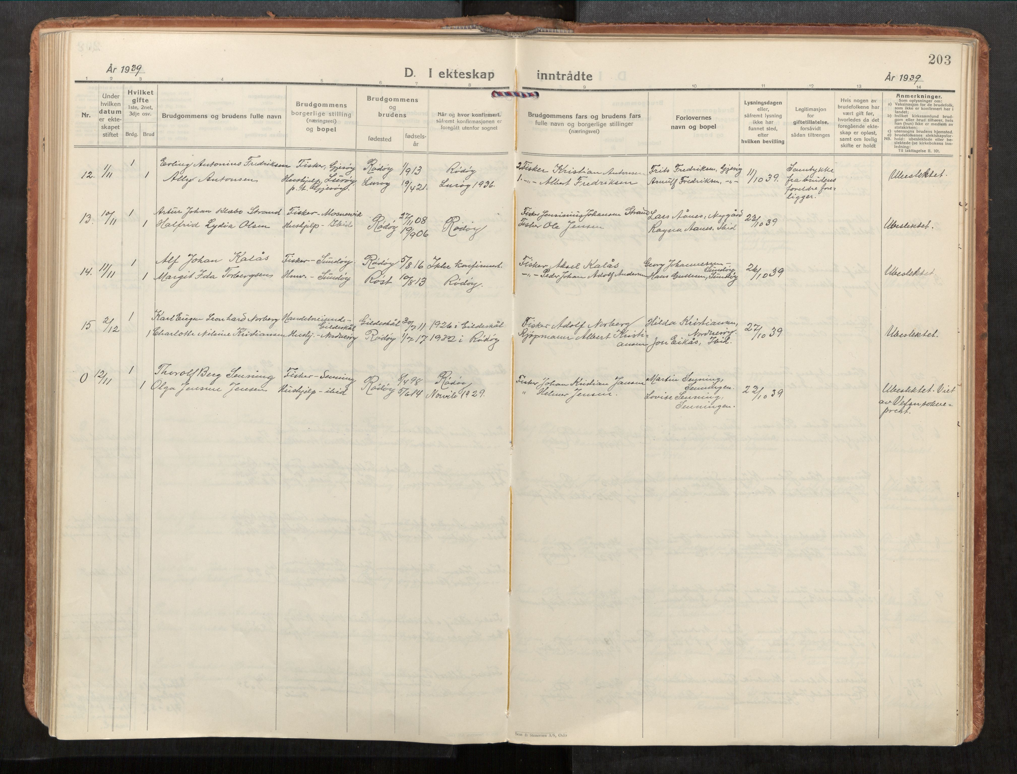 Rødøy sokneprestkontor, AV/SAT-A-4397/2/H/Ha/Haa/L0001: Parish register (official) no. 1, 1926-1941, p. 203