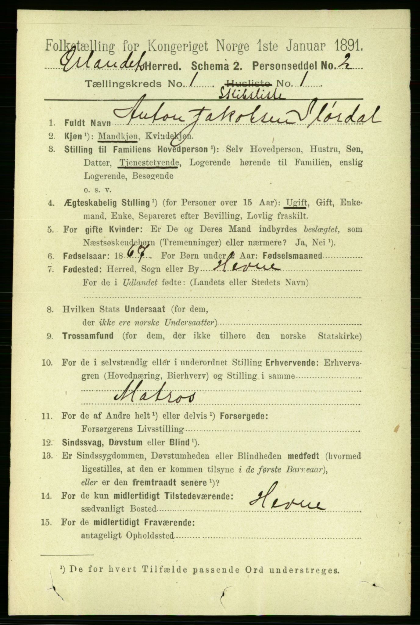 RA, 1891 census for 1621 Ørland, 1891, p. 406