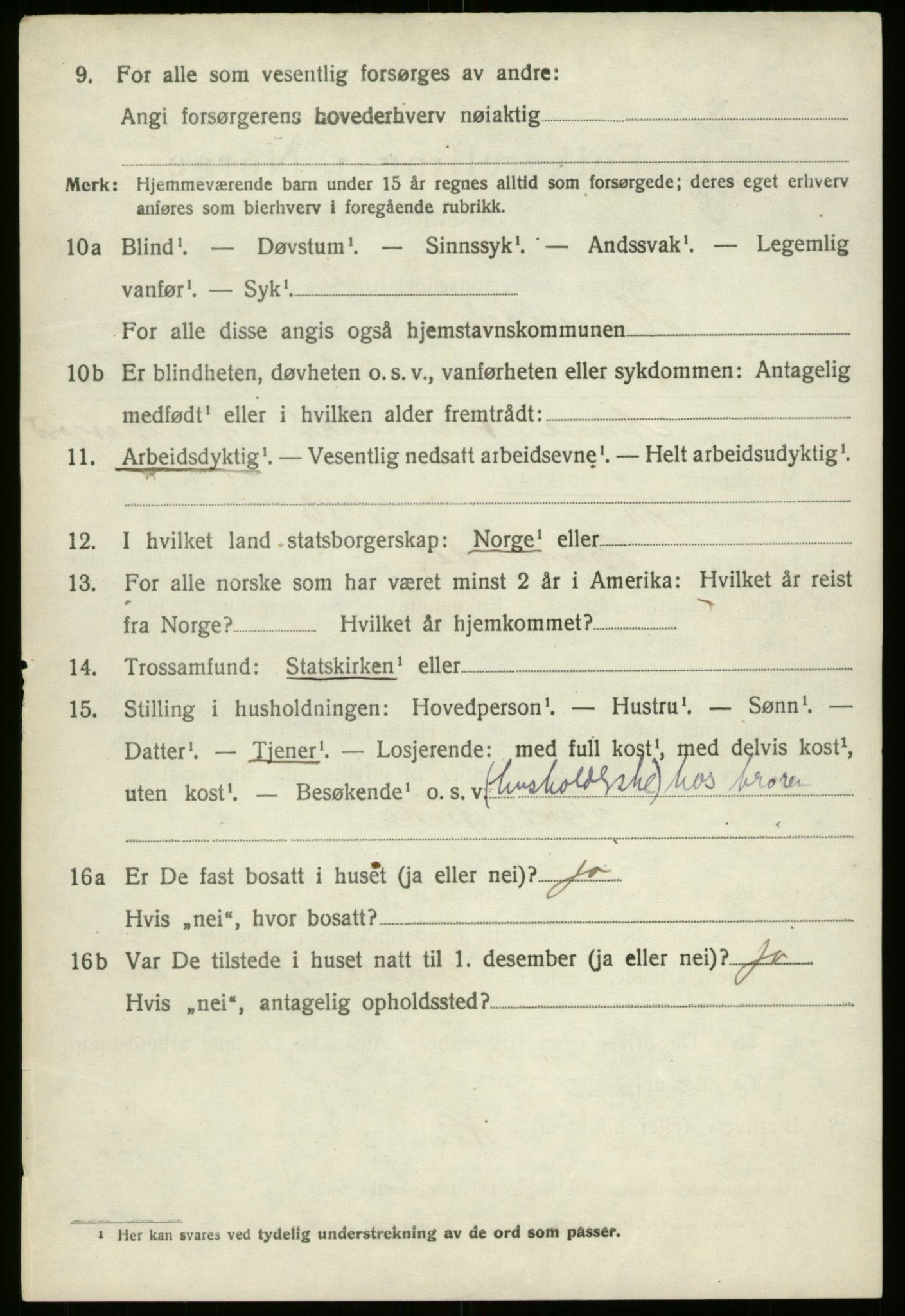 SAB, 1920 census for Hornindal, 1920, p. 1085