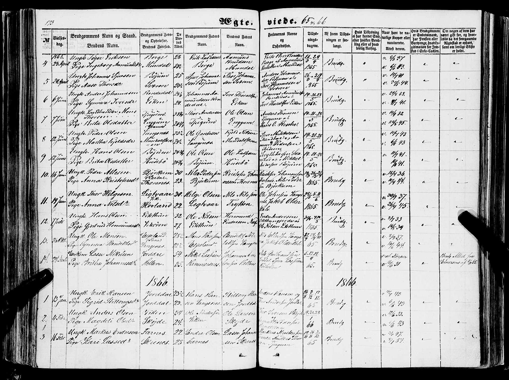 Balestrand sokneprestembete, AV/SAB-A-79601/H/Haa/Haaa/L0002: Parish register (official) no. A 2, 1847-1866, p. 173