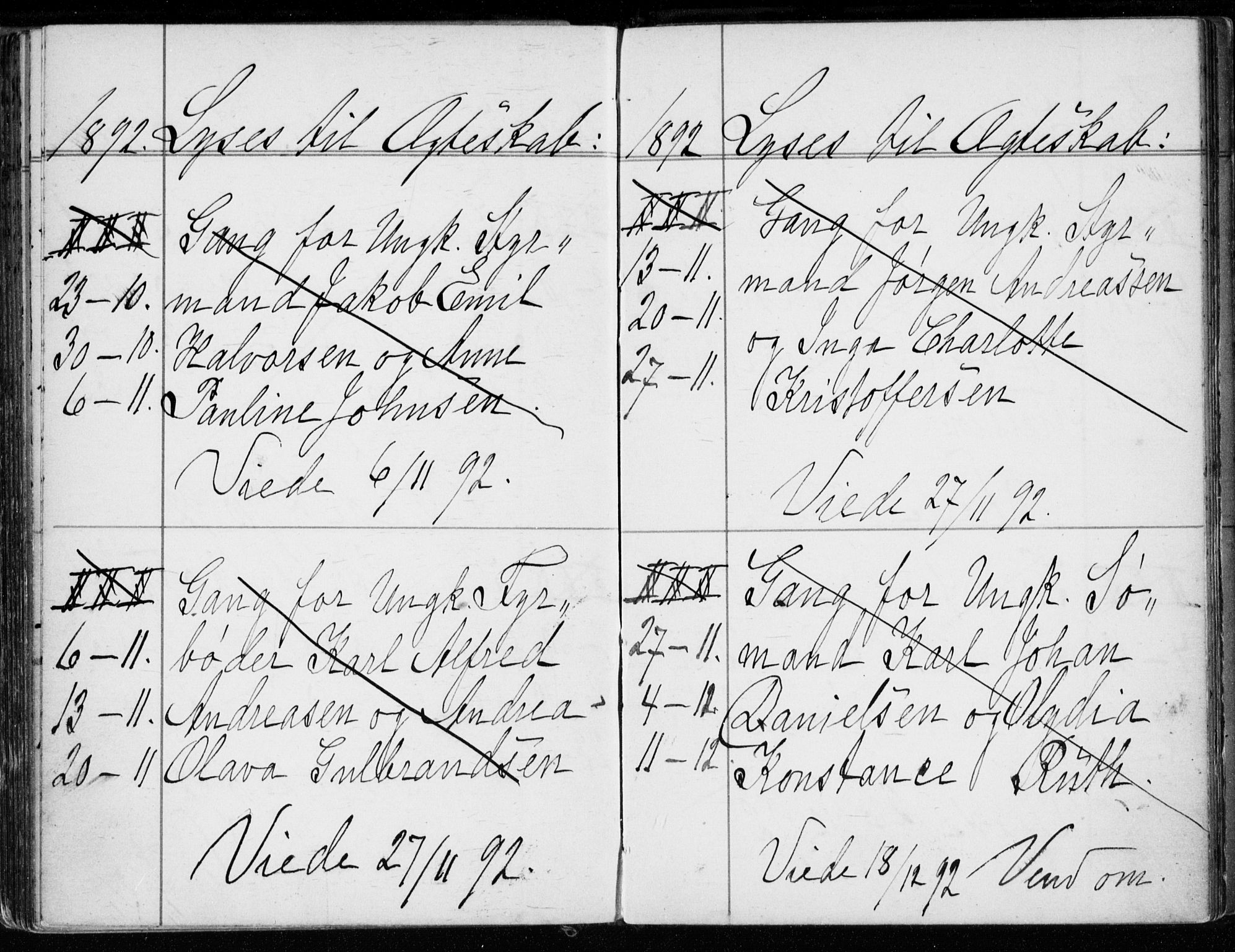 Strømsø kirkebøker, AV/SAKO-A-246/H/Ha/L0007: Banns register no. 7, 1884-1896