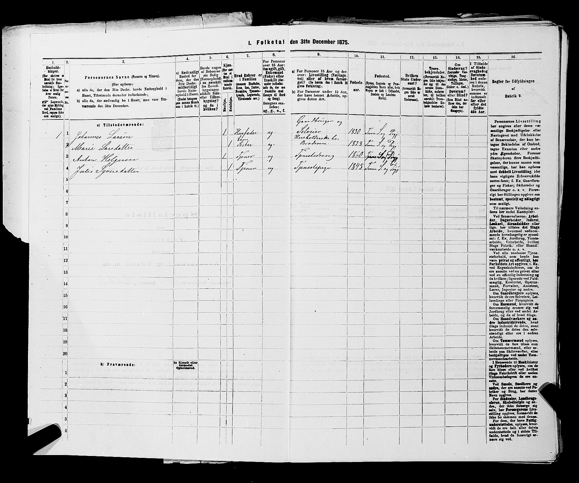 RA, 1875 census for 0130P Tune, 1875, p. 359