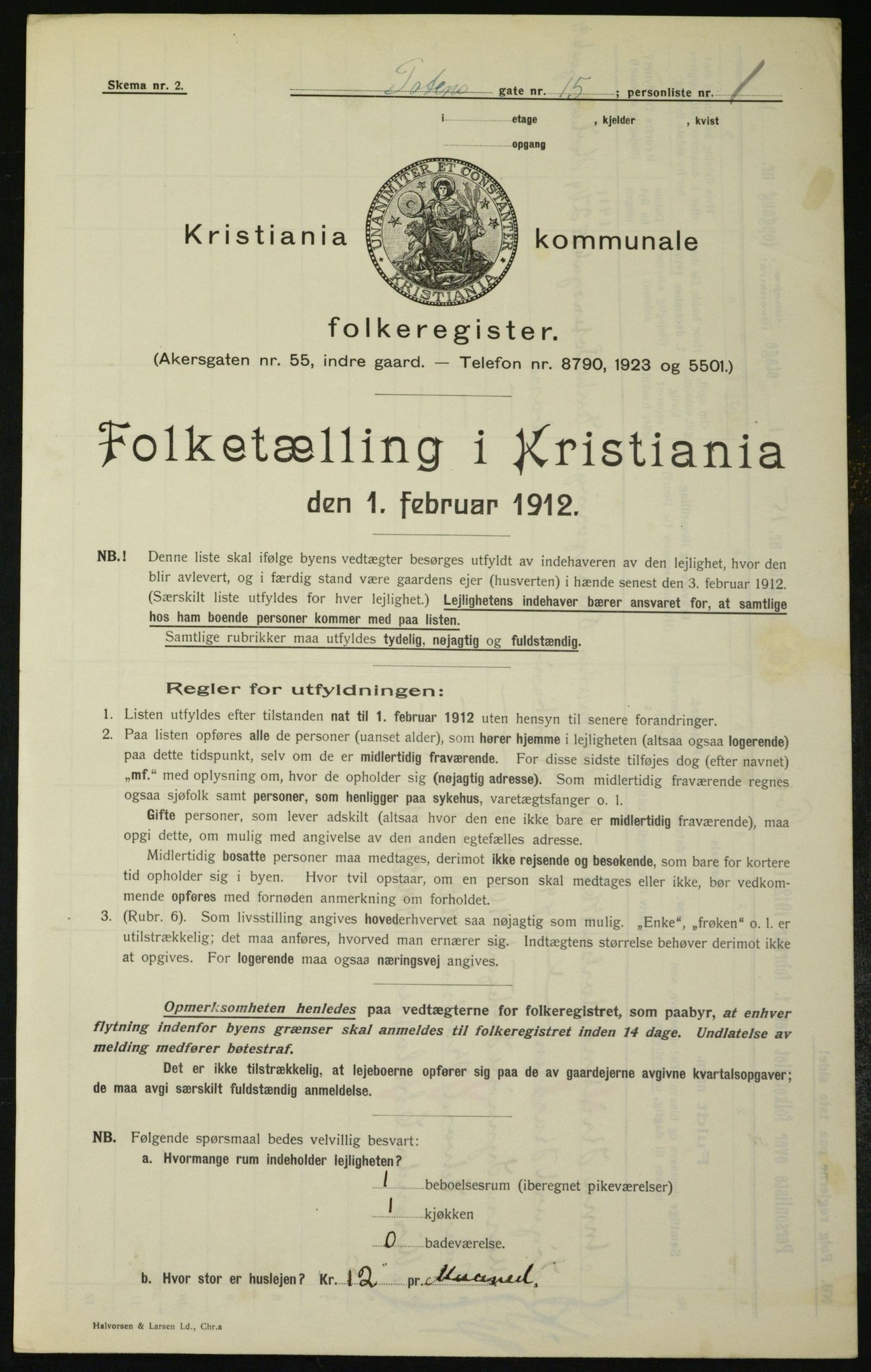 OBA, Municipal Census 1912 for Kristiania, 1912, p. 115574