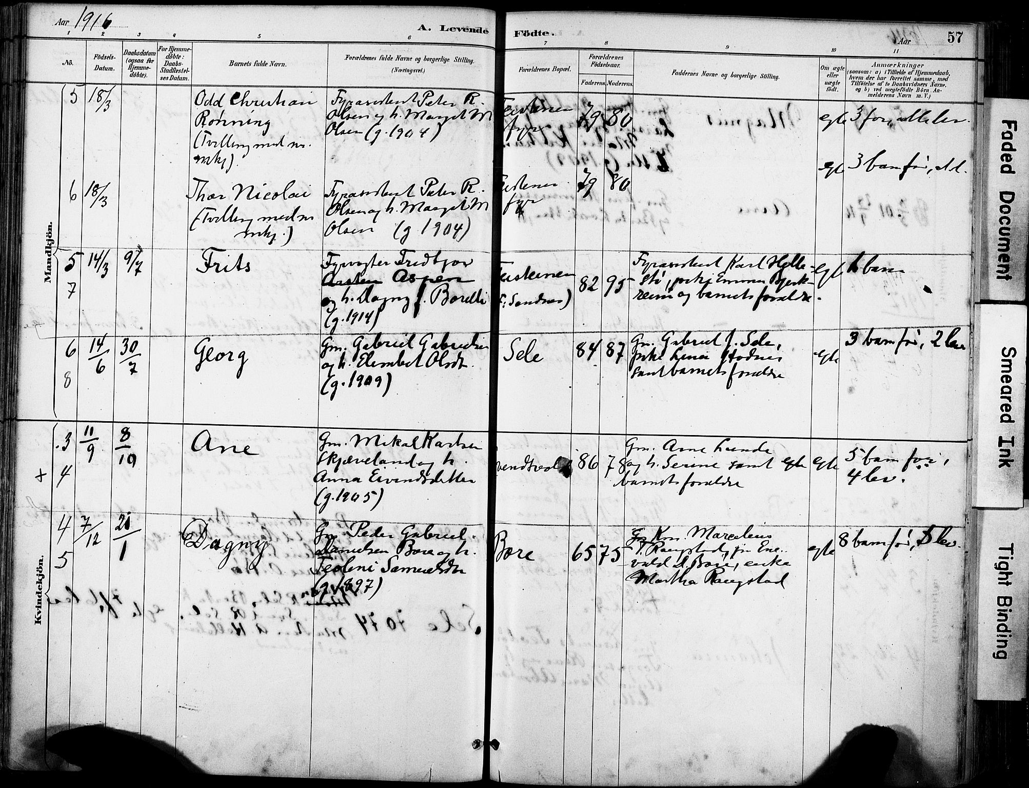 Klepp sokneprestkontor, SAST/A-101803/001/3/30BA/L0008: Parish register (official) no. A 9, 1886-1919, p. 57