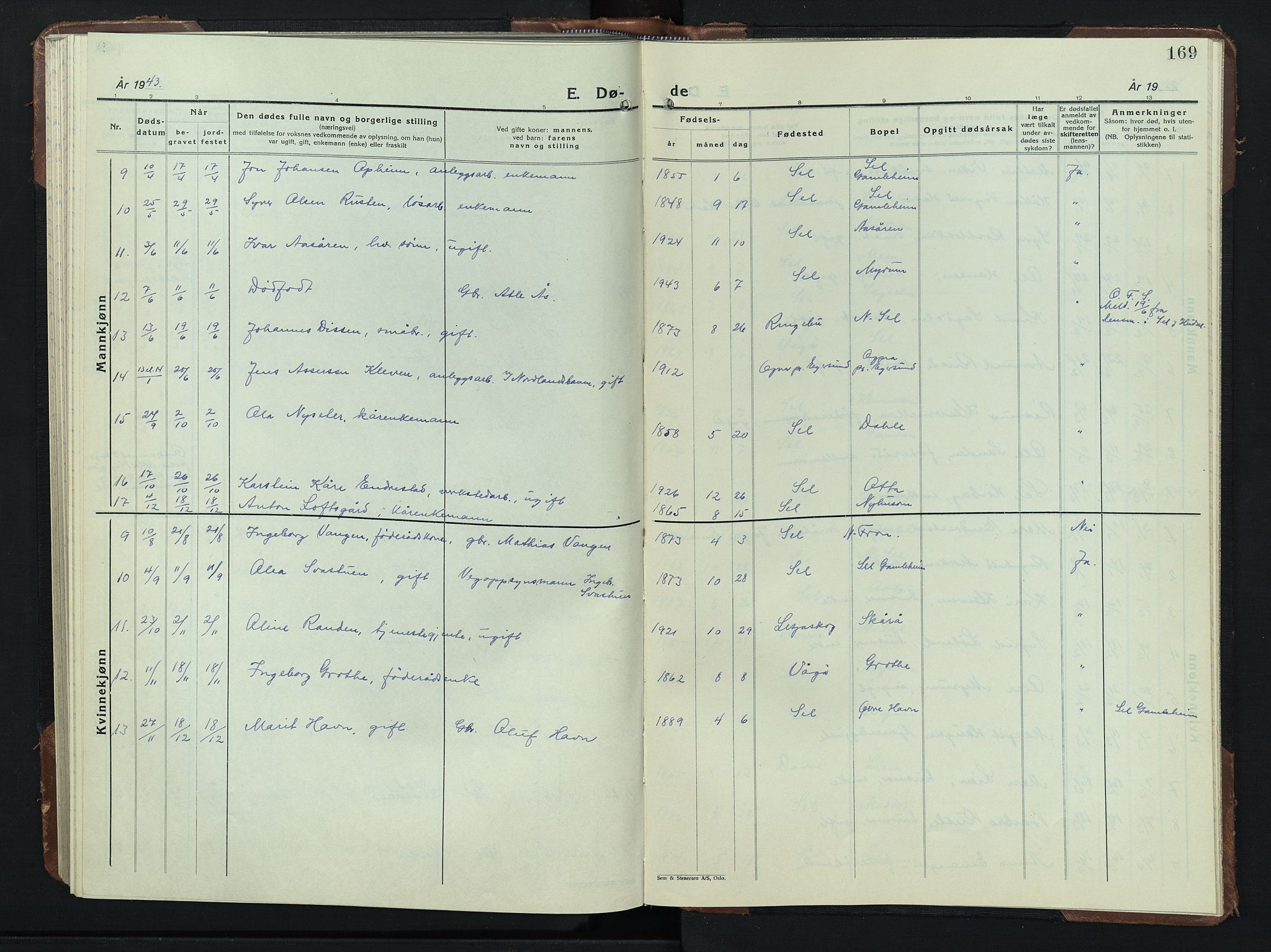 Sel prestekontor, SAH/PREST-074/H/Ha/Hab/L0003: Parish register (copy) no. 3, 1940-1951, p. 169