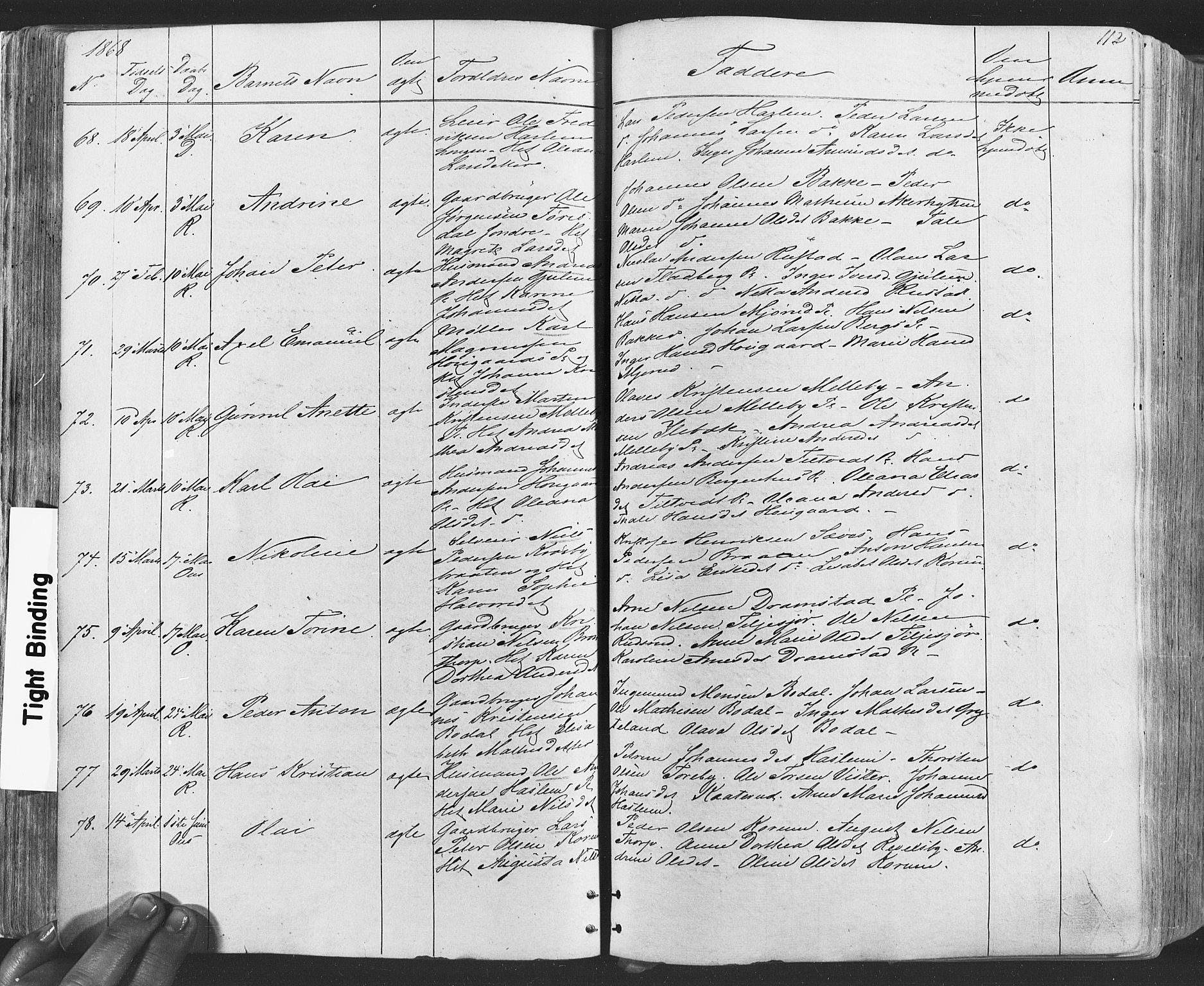 Rakkestad prestekontor Kirkebøker, SAO/A-2008/F/Fa/L0011: Parish register (official) no. I 11, 1862-1877, p. 112