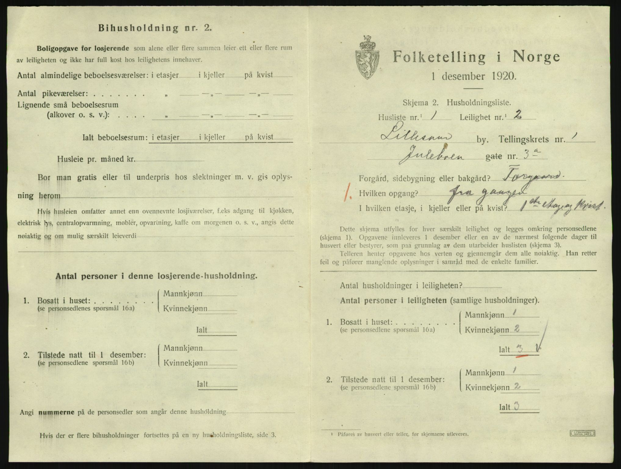 SAK, 1920 census for Lillesand, 1920, p. 491