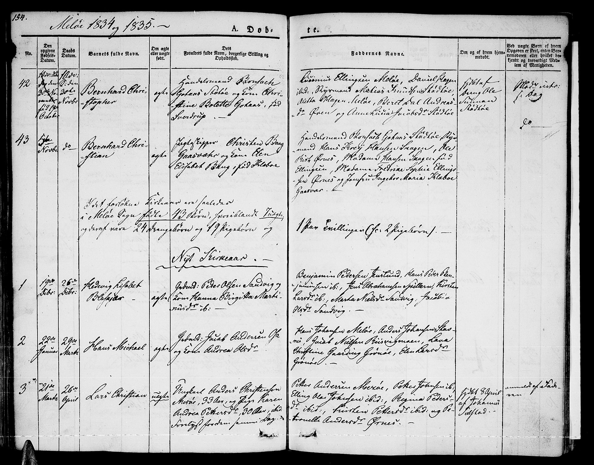 Ministerialprotokoller, klokkerbøker og fødselsregistre - Nordland, SAT/A-1459/841/L0598: Parish register (official) no. 841A06 /2, 1825-1844, p. 154