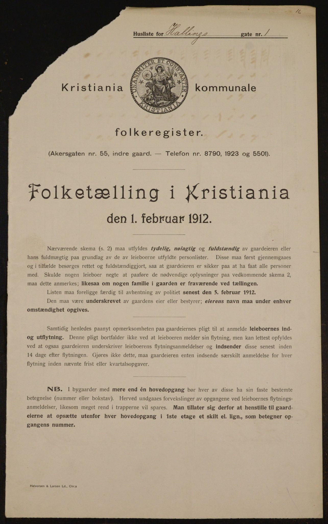 OBA, Municipal Census 1912 for Kristiania, 1912, p. 34051