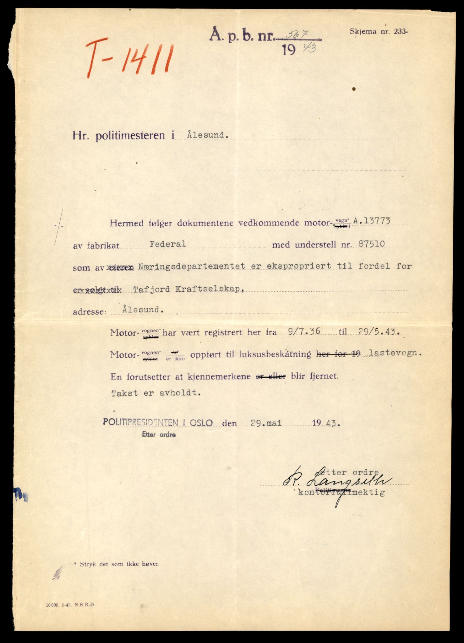 Møre og Romsdal vegkontor - Ålesund trafikkstasjon, AV/SAT-A-4099/F/Fe/L0033: Registreringskort for kjøretøy T 12151 - T 12474, 1927-1998, p. 2059
