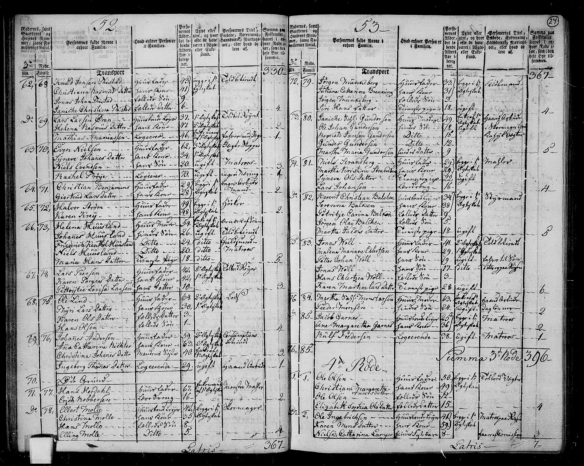 RA, 1801 census for 1301 Bergen, 1801, p. 26b-27a