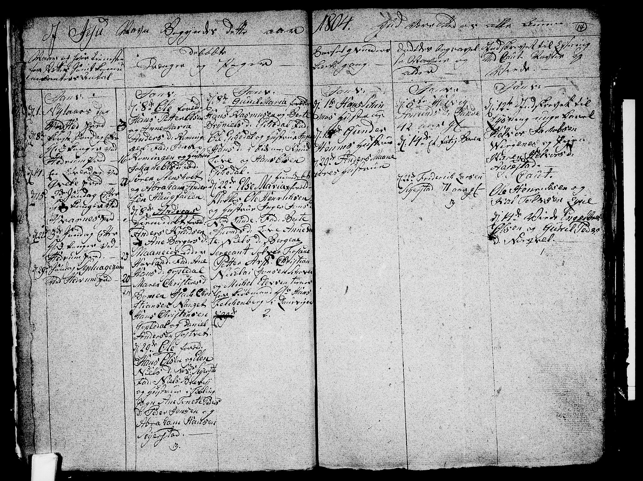 Hedrum kirkebøker, SAKO/A-344/G/Ga/L0002: Parish register (copy) no. I 2, 1803-1817, p. 14