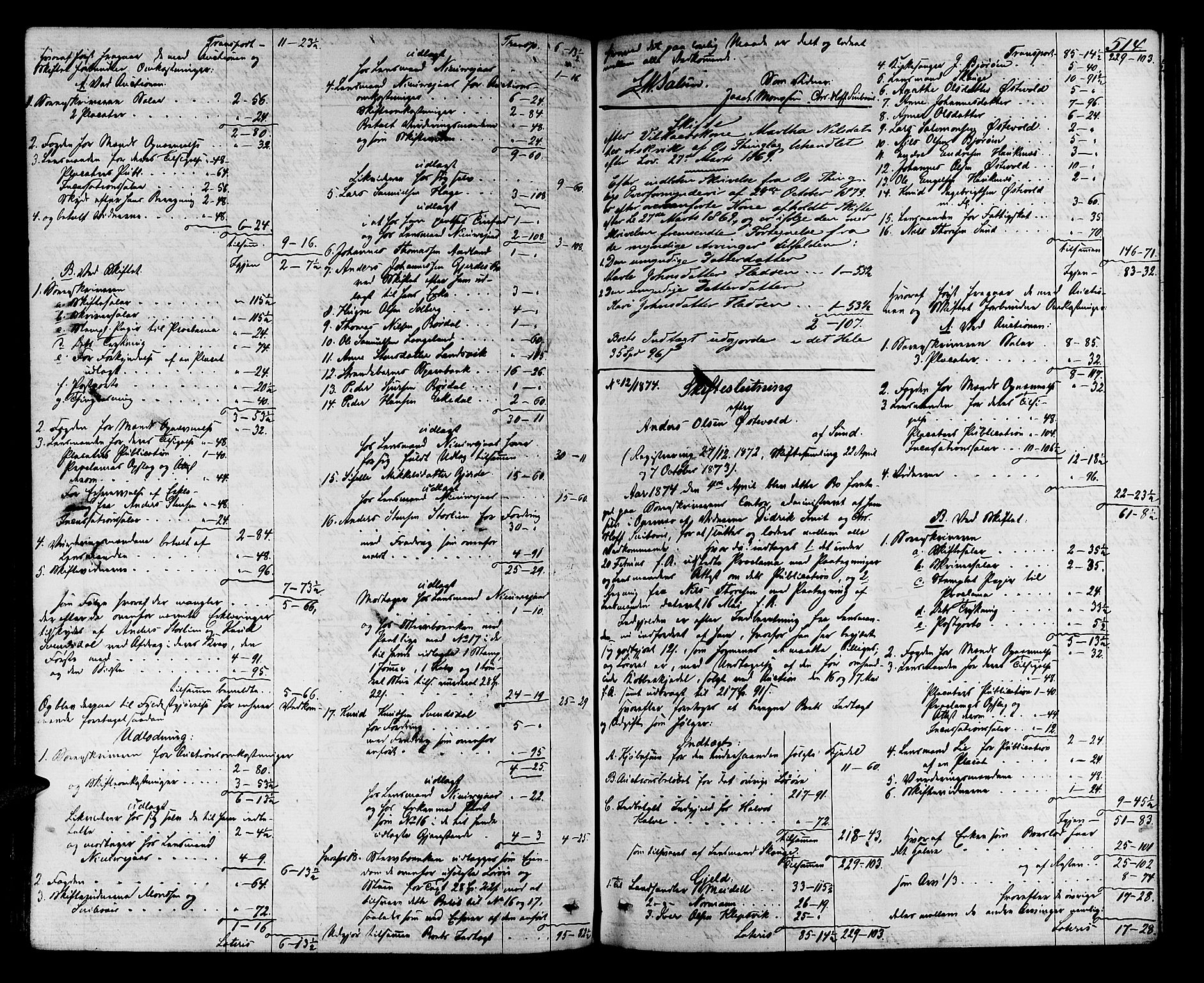 Midhordland sorenskriveri, AV/SAB-A-3001/1/H/Hd/L0004: Skifteutlodningsprotokoll, 1863-1878, p. 513b-514a