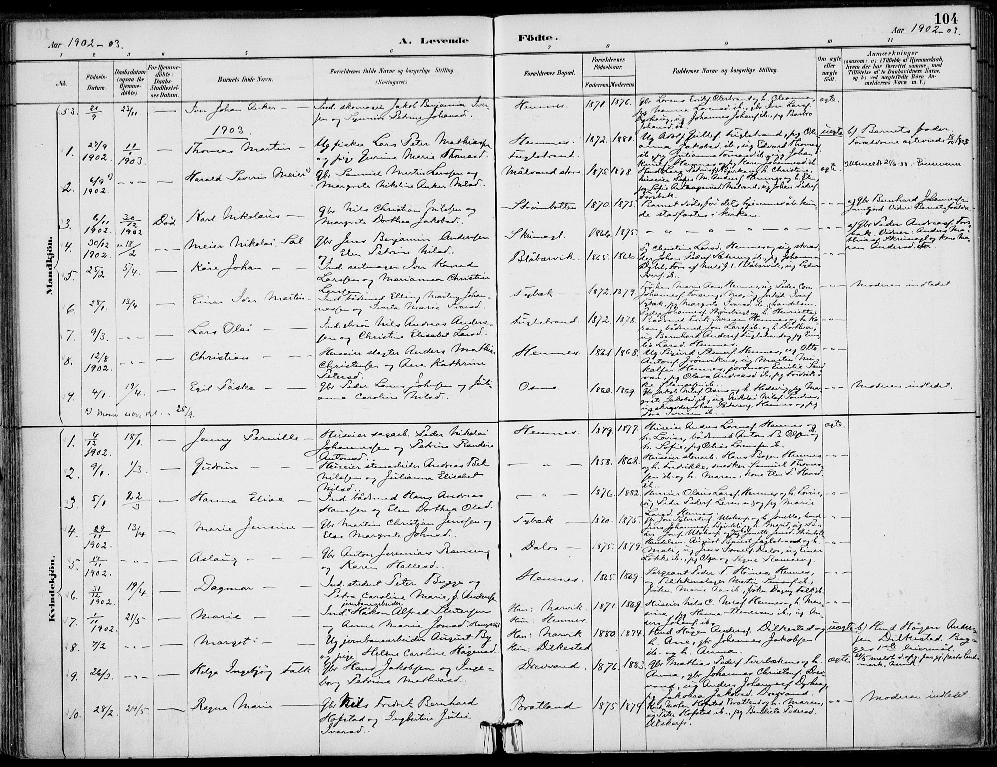 Ministerialprotokoller, klokkerbøker og fødselsregistre - Nordland, SAT/A-1459/825/L0362: Parish register (official) no. 825A16, 1886-1908, p. 104