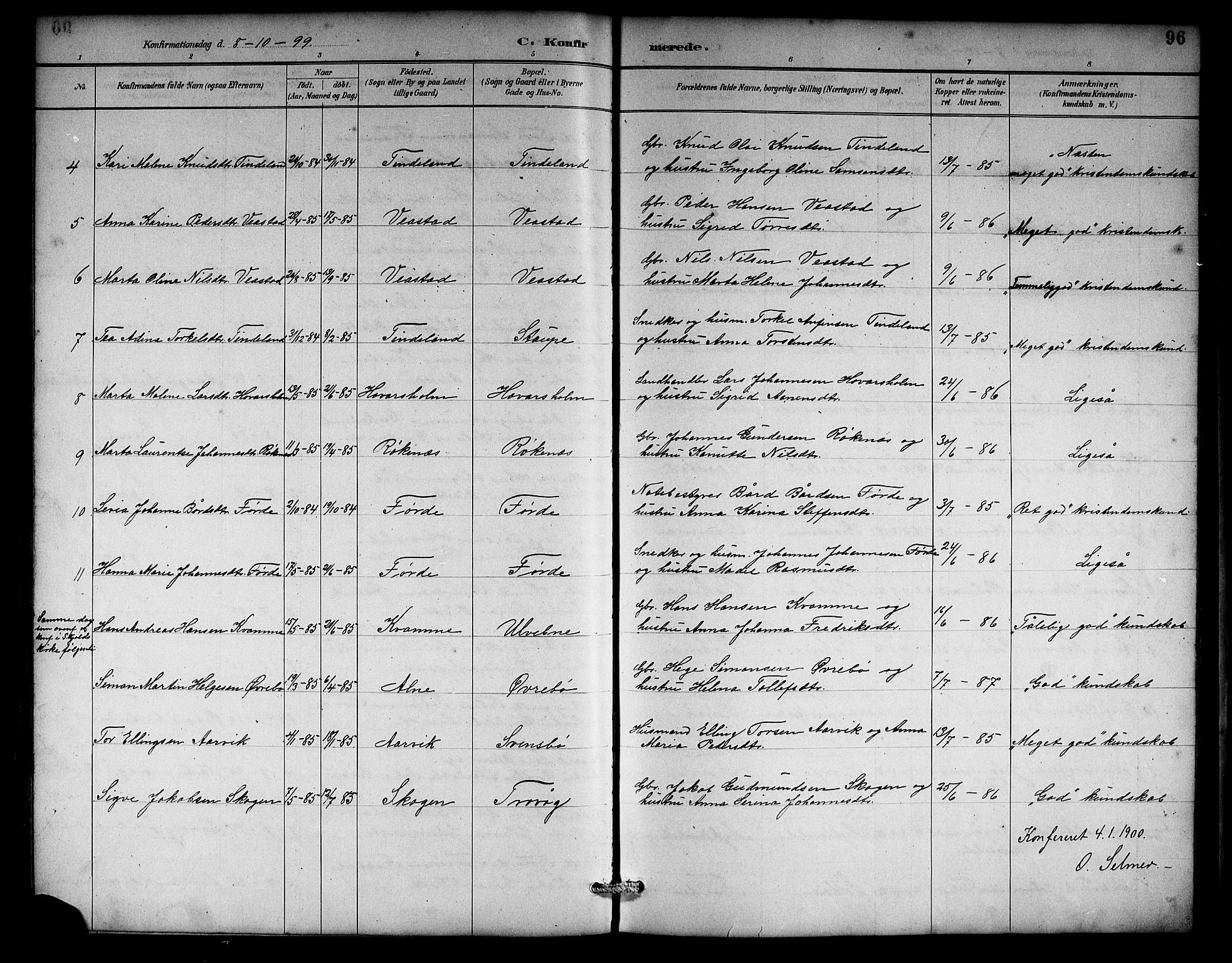 Sveio Sokneprestembete, SAB/A-78501/H/Hab: Parish register (copy) no. C 3, 1887-1902, p. 96