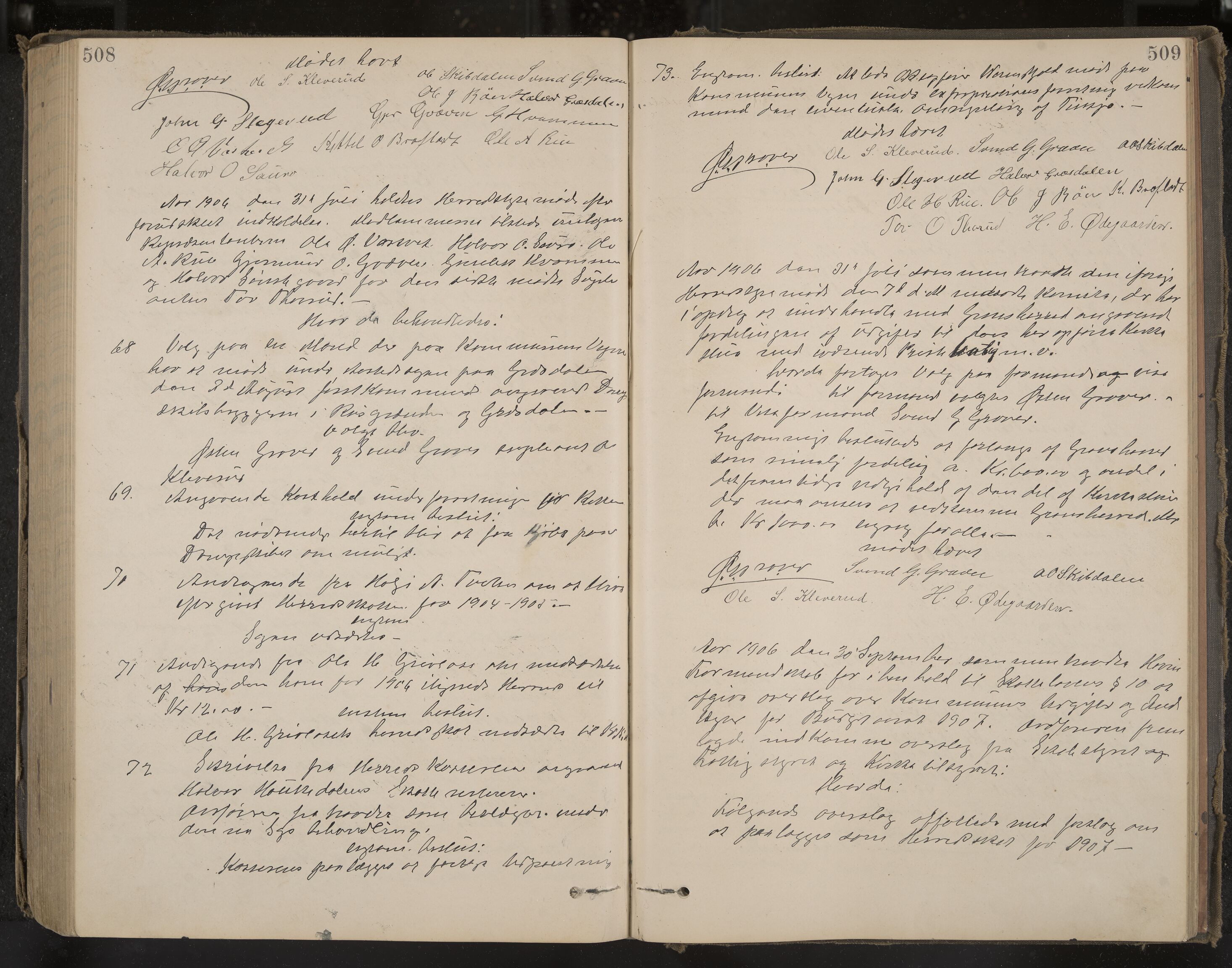 Hovin formannskap og sentraladministrasjon, IKAK/0825021/A/L0001: Møtebok, 1886-1908, p. 508-509