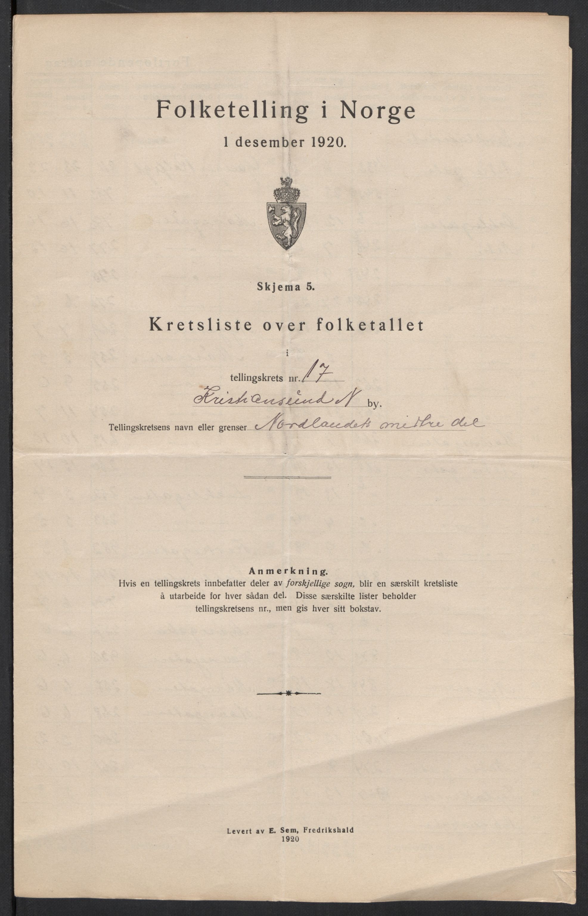 SAT, 1920 census for Kristiansund, 1920, p. 57