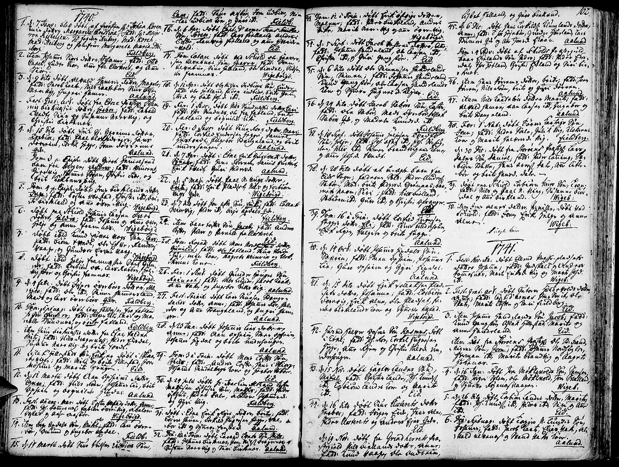 Fjelberg sokneprestembete, SAB/A-75201/H/Haa: Parish register (official) no. A 1, 1739-1759, p. 102