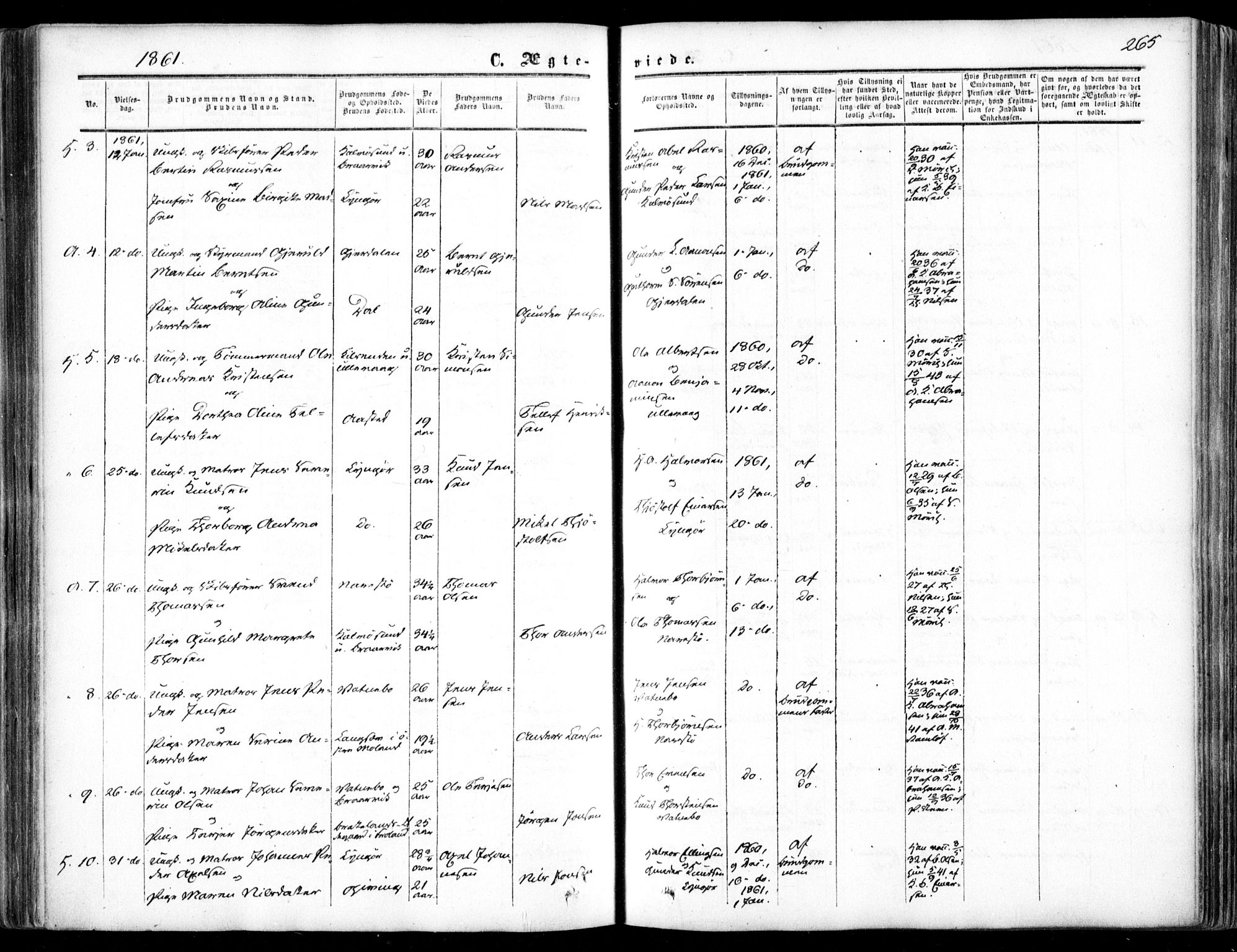 Dypvåg sokneprestkontor, AV/SAK-1111-0007/F/Fa/Faa/L0006: Parish register (official) no. A 6, 1855-1872, p. 265