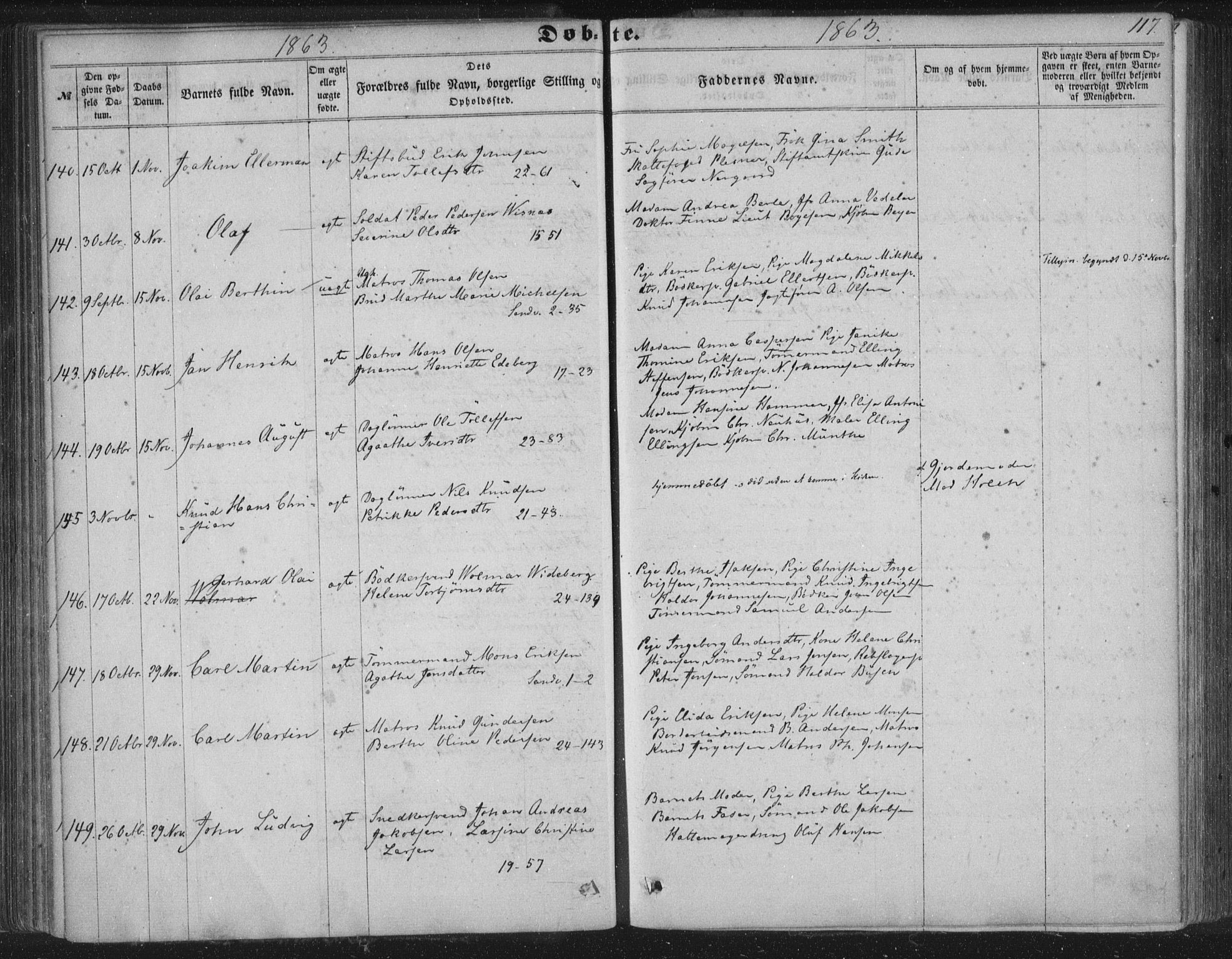 Korskirken sokneprestembete, SAB/A-76101/H/Haa/L0018: Parish register (official) no. B 4, 1857-1866, p. 117