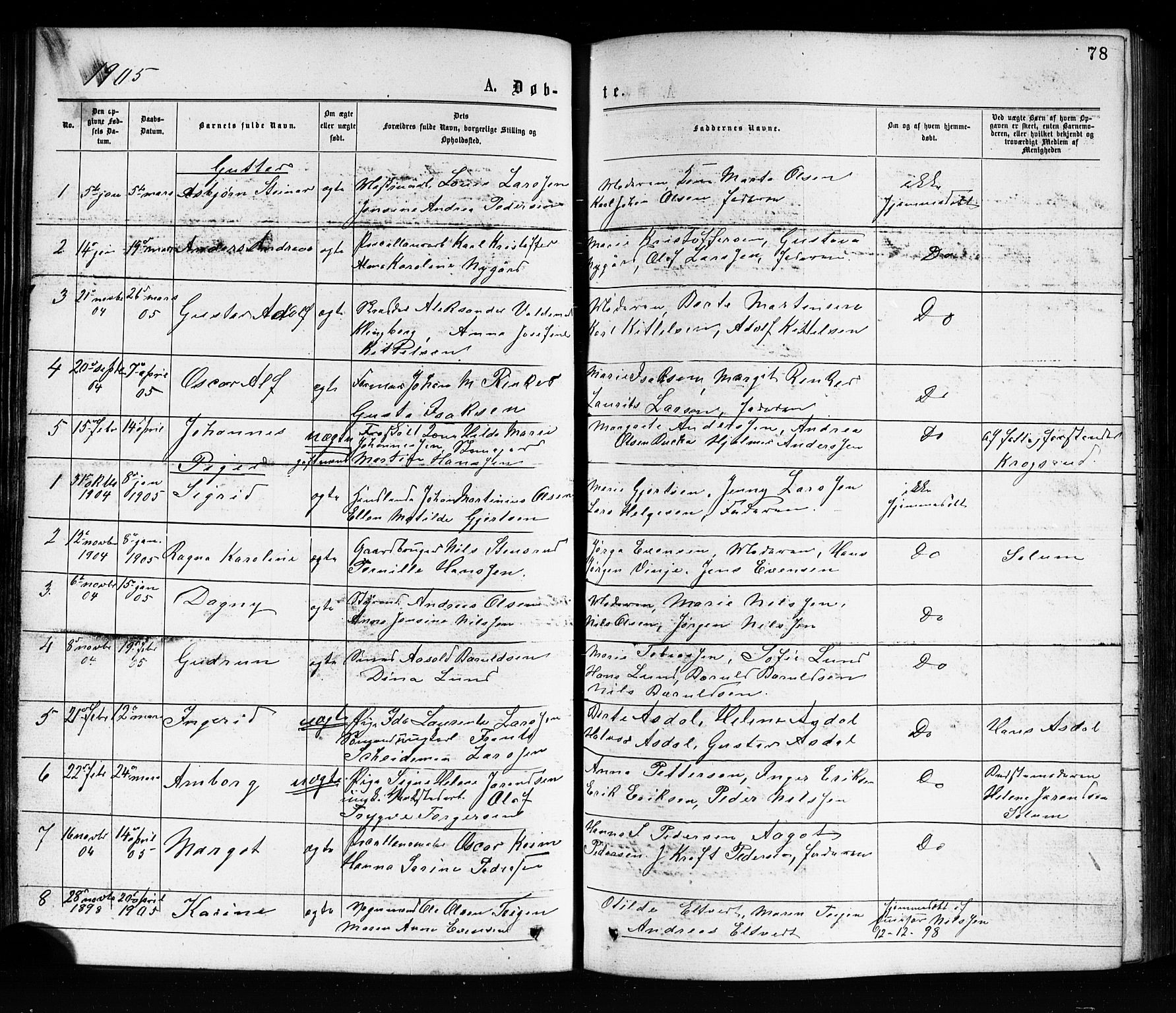 Porsgrunn kirkebøker , SAKO/A-104/G/Ga/L0003: Parish register (copy) no. I 3, 1877-1915, p. 78