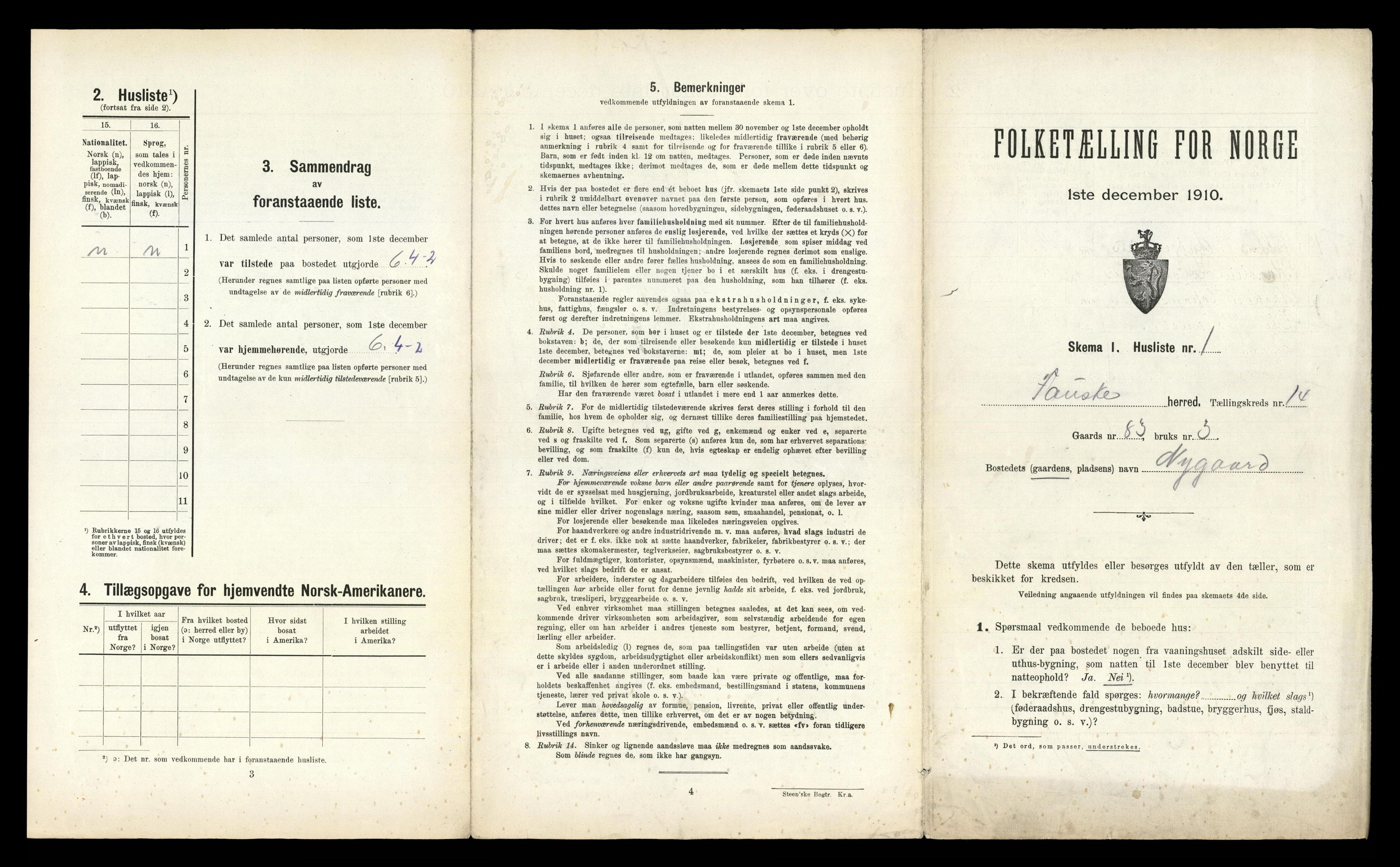 RA, 1910 census for Fauske, 1910, p. 738