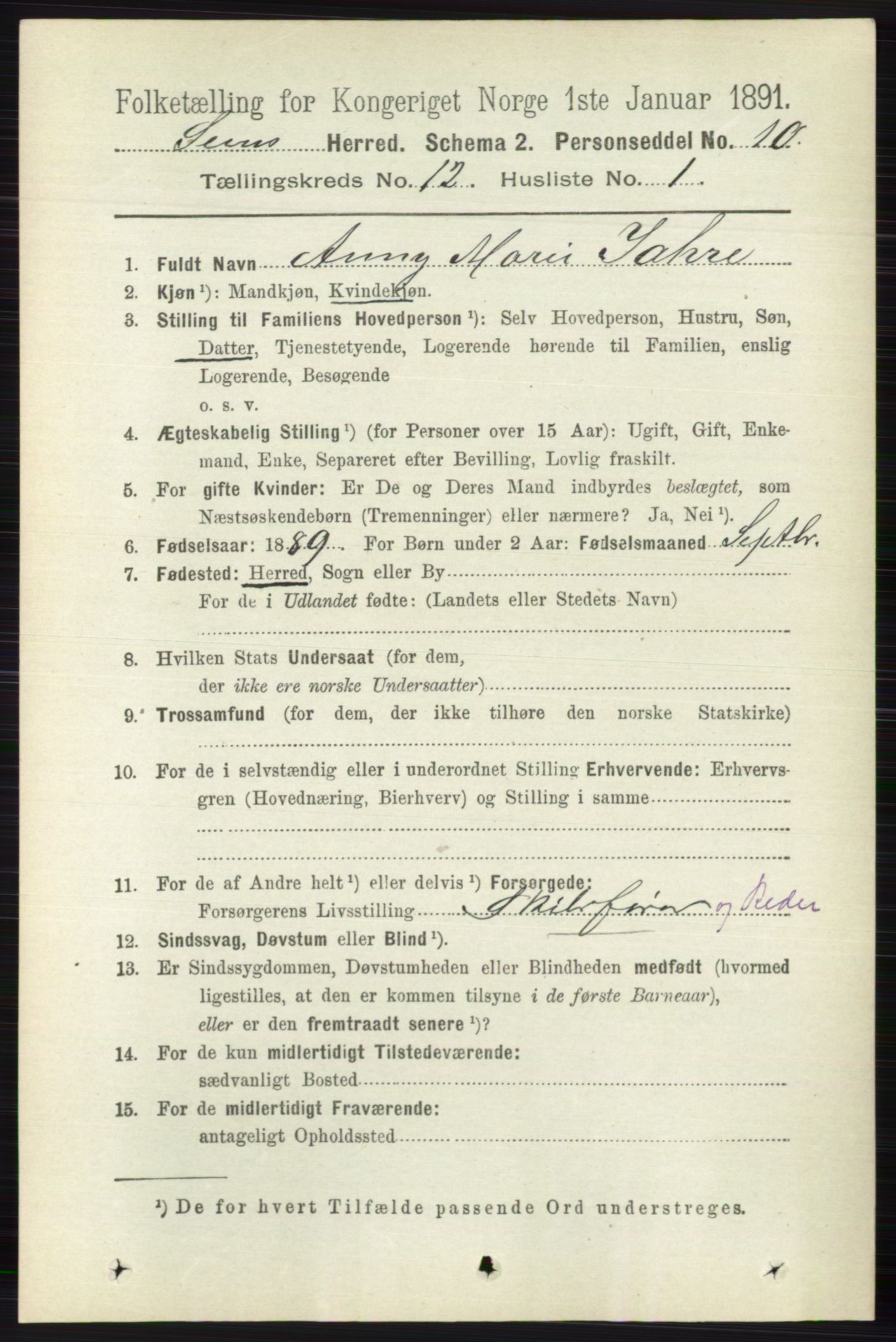 RA, 1891 census for 0721 Sem, 1891, p. 5765