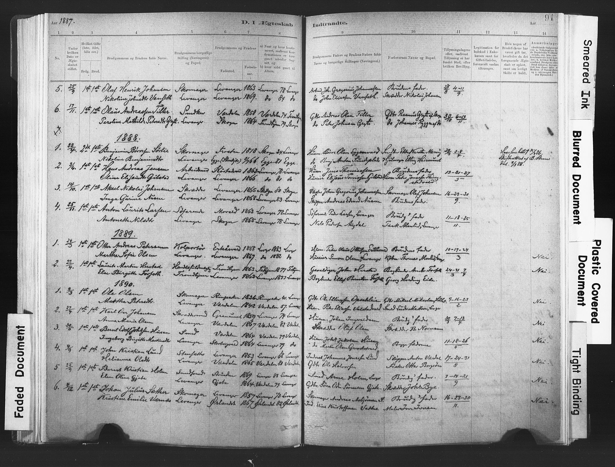 Ministerialprotokoller, klokkerbøker og fødselsregistre - Nord-Trøndelag, AV/SAT-A-1458/720/L0189: Parish register (official) no. 720A05, 1880-1911, p. 91