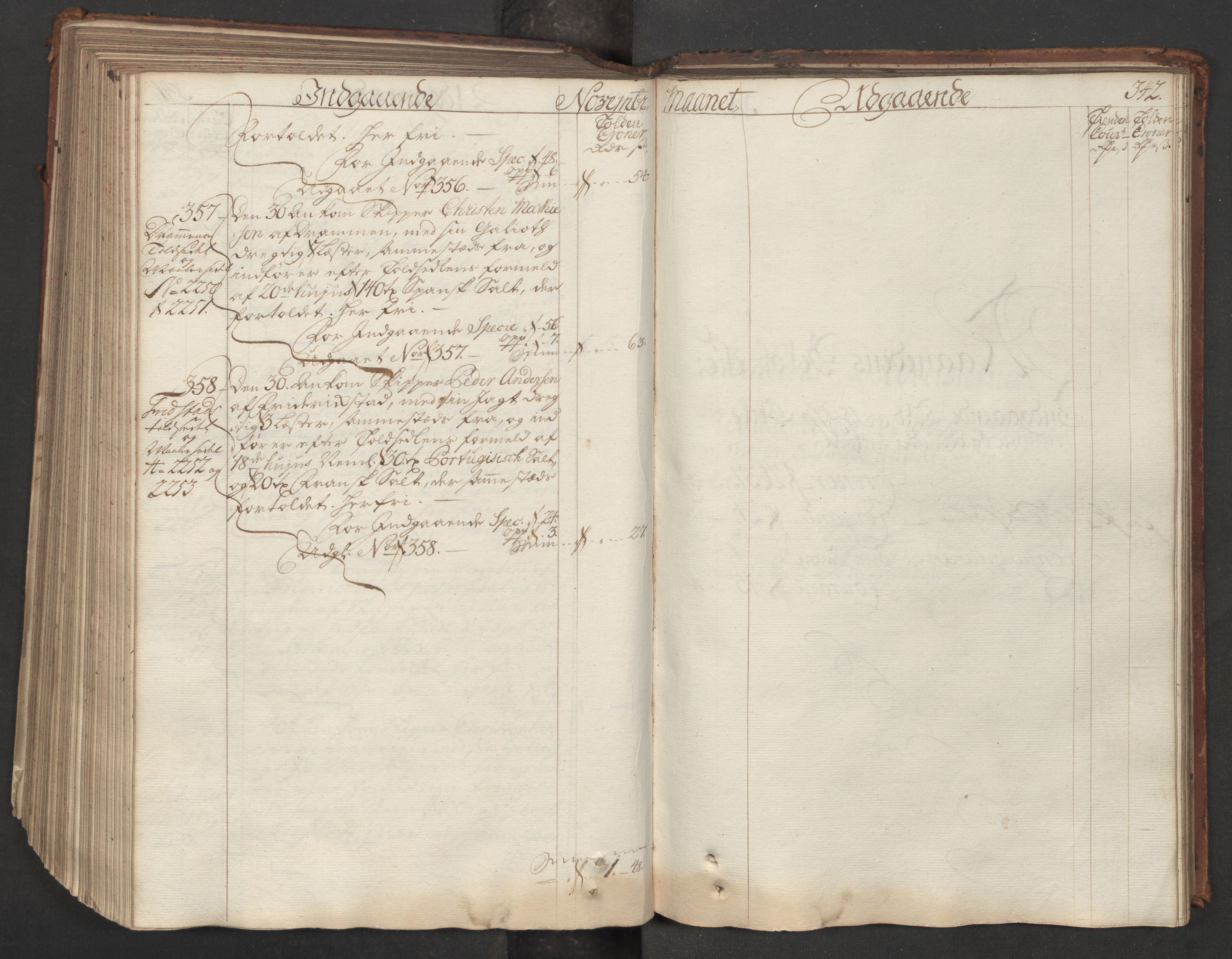 Generaltollkammeret, tollregnskaper, AV/RA-EA-5490/R06/L0015/0001: Tollregnskaper Kristiania / Hovedtollbok, 1733, p. 341b-342a