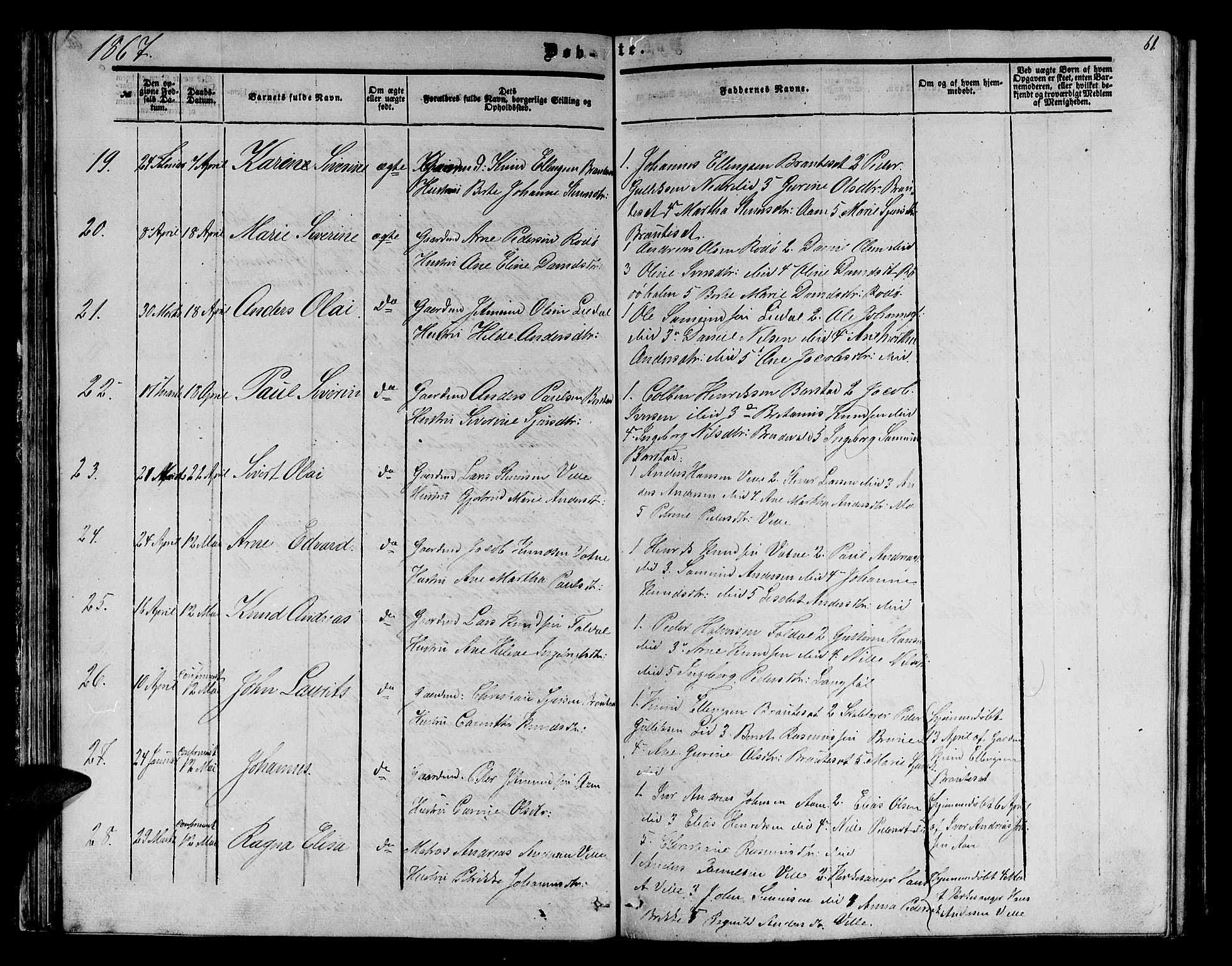 Ministerialprotokoller, klokkerbøker og fødselsregistre - Møre og Romsdal, AV/SAT-A-1454/513/L0188: Parish register (copy) no. 513C02, 1865-1882, p. 61