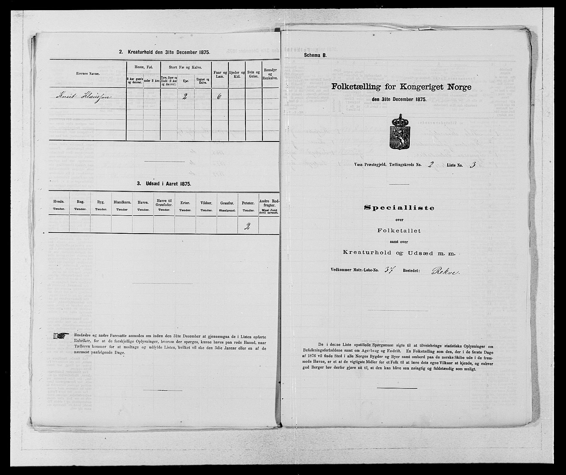 SAB, 1875 census for 1235P Voss, 1875, p. 147
