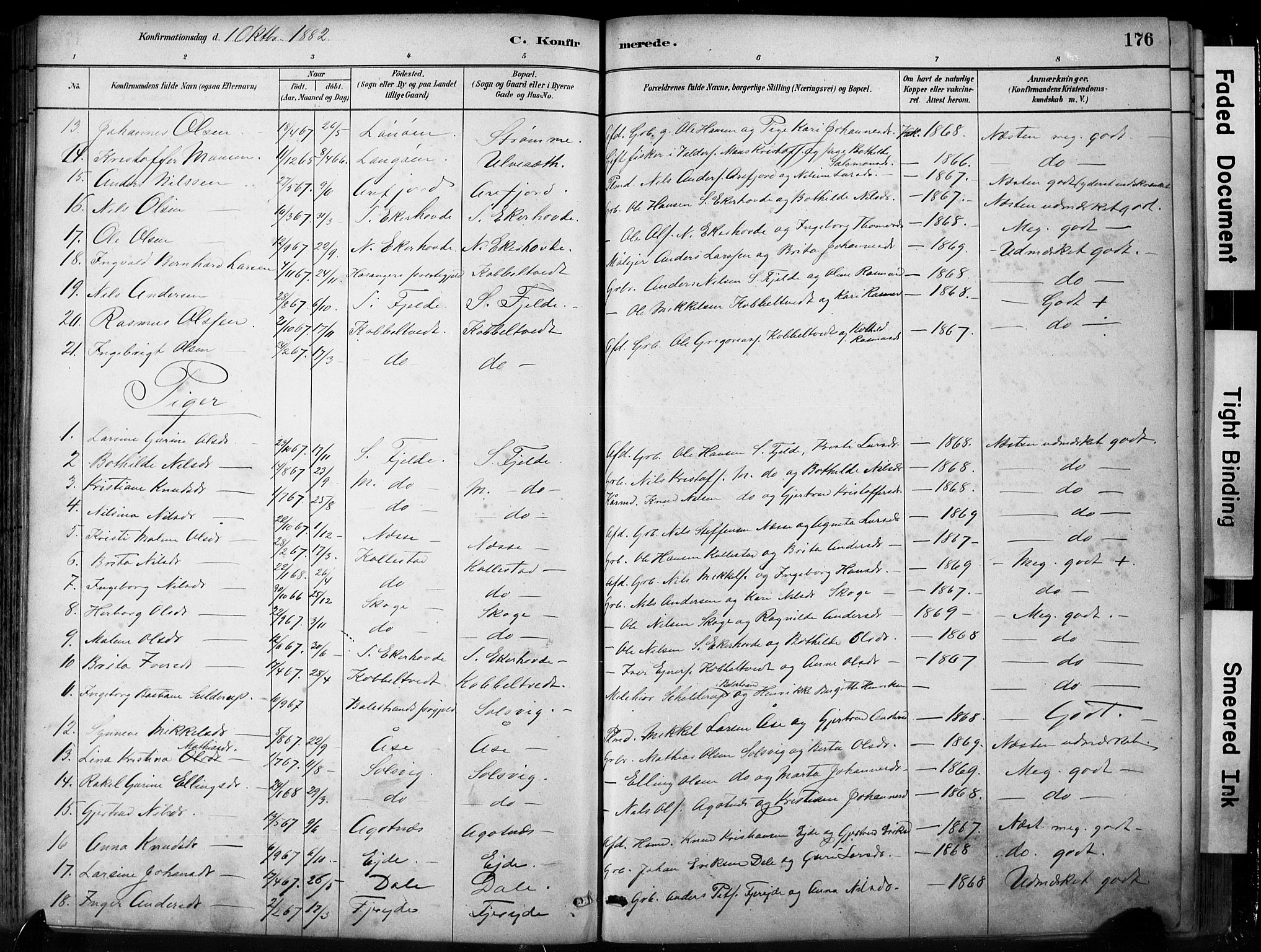 Fjell sokneprestembete, SAB/A-75301/H/Hab: Parish register (copy) no. A 4, 1880-1899, p. 176