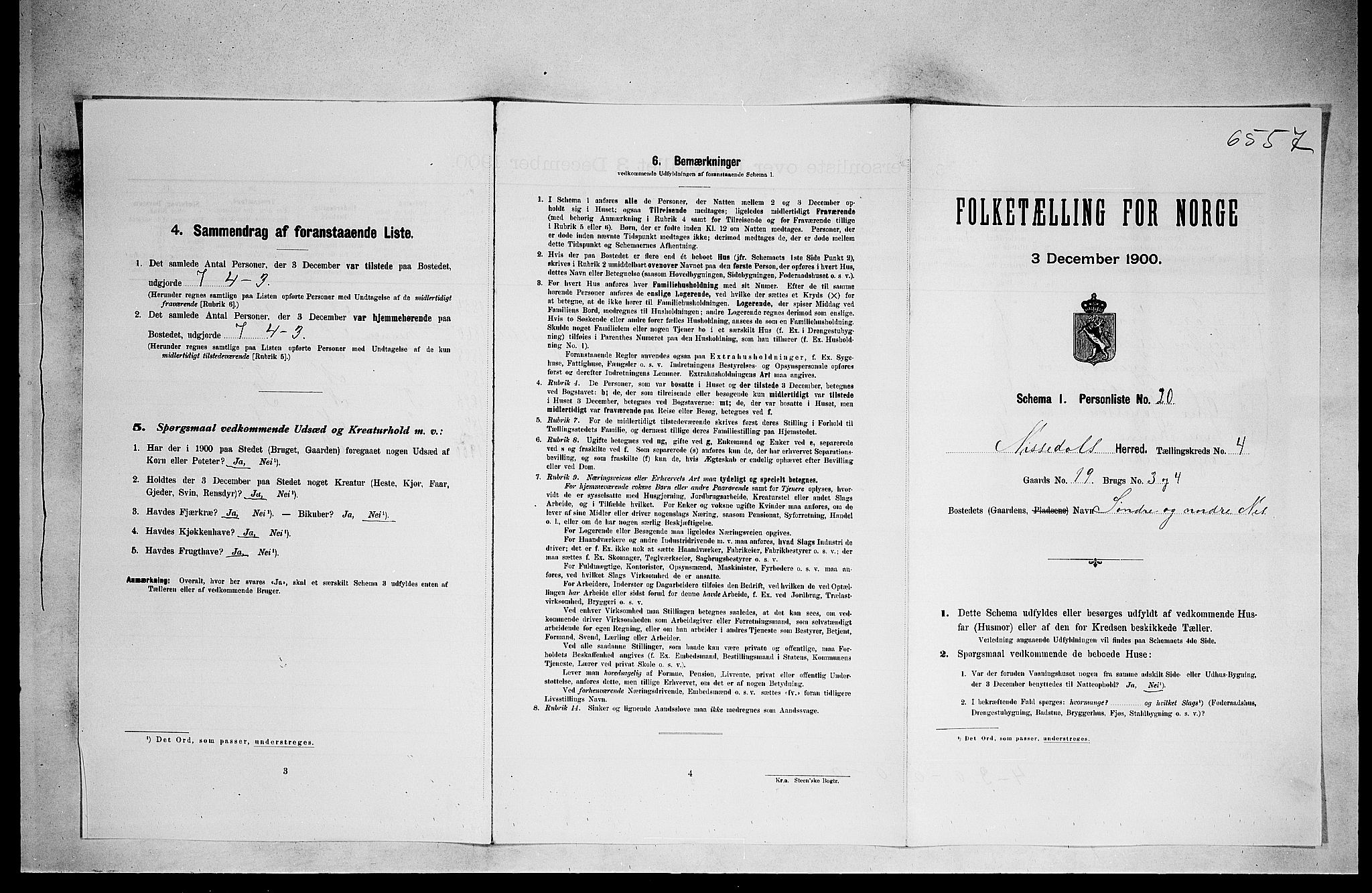 SAKO, 1900 census for Nissedal, 1900, p. 340