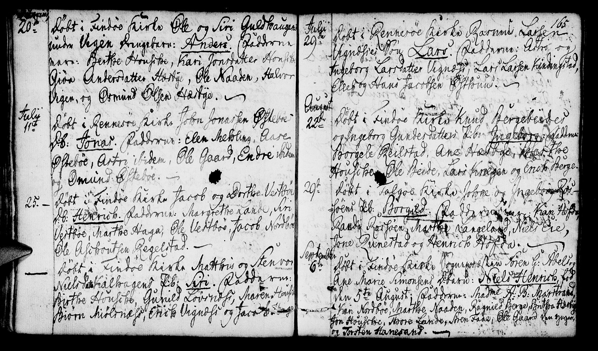 Finnøy sokneprestkontor, SAST/A-101825/H/Ha/Haa/L0005: Parish register (official) no. A 5, 1773-1816, p. 165