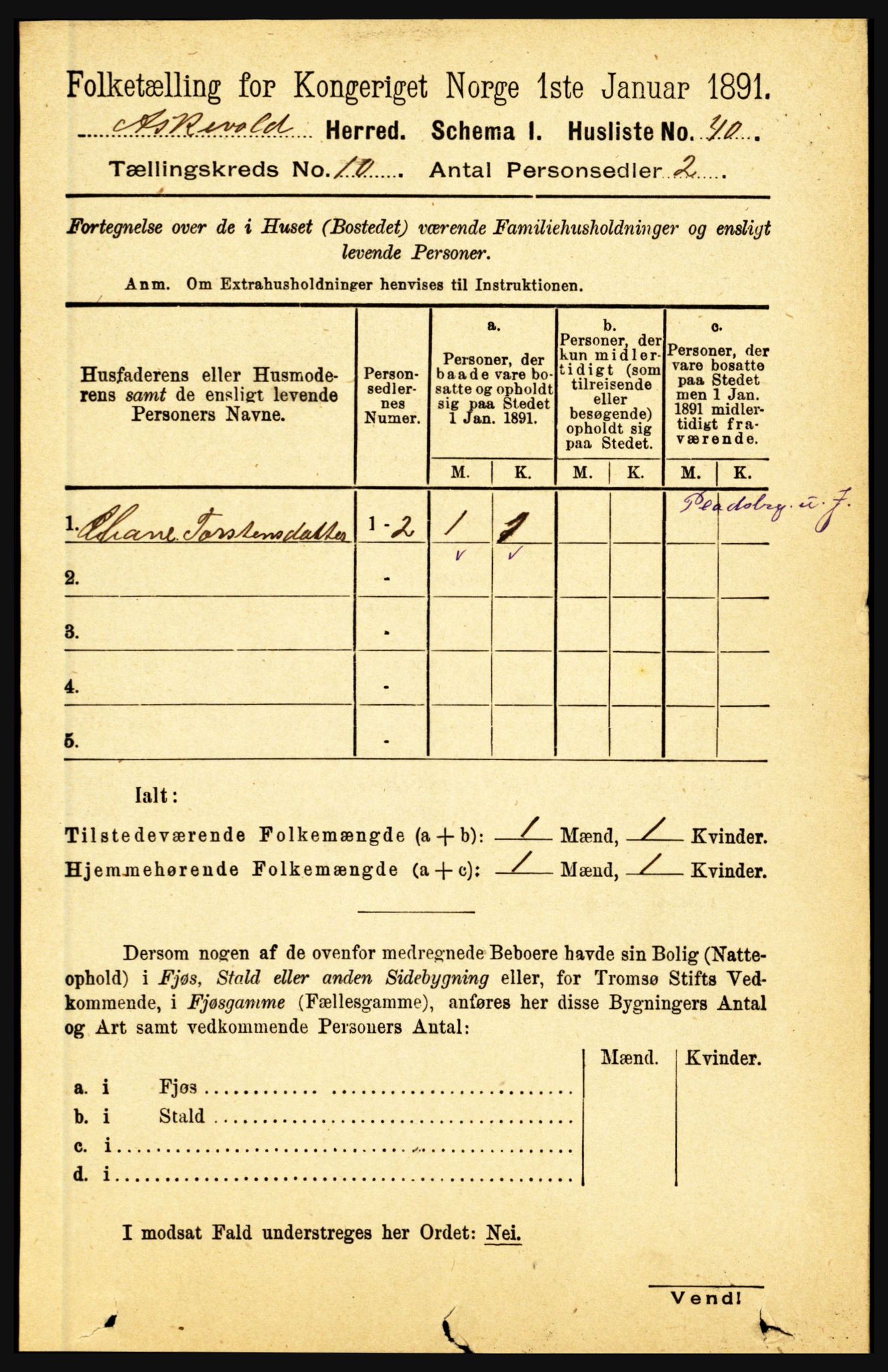 RA, 1891 census for 1428 Askvoll, 1891, p. 2975