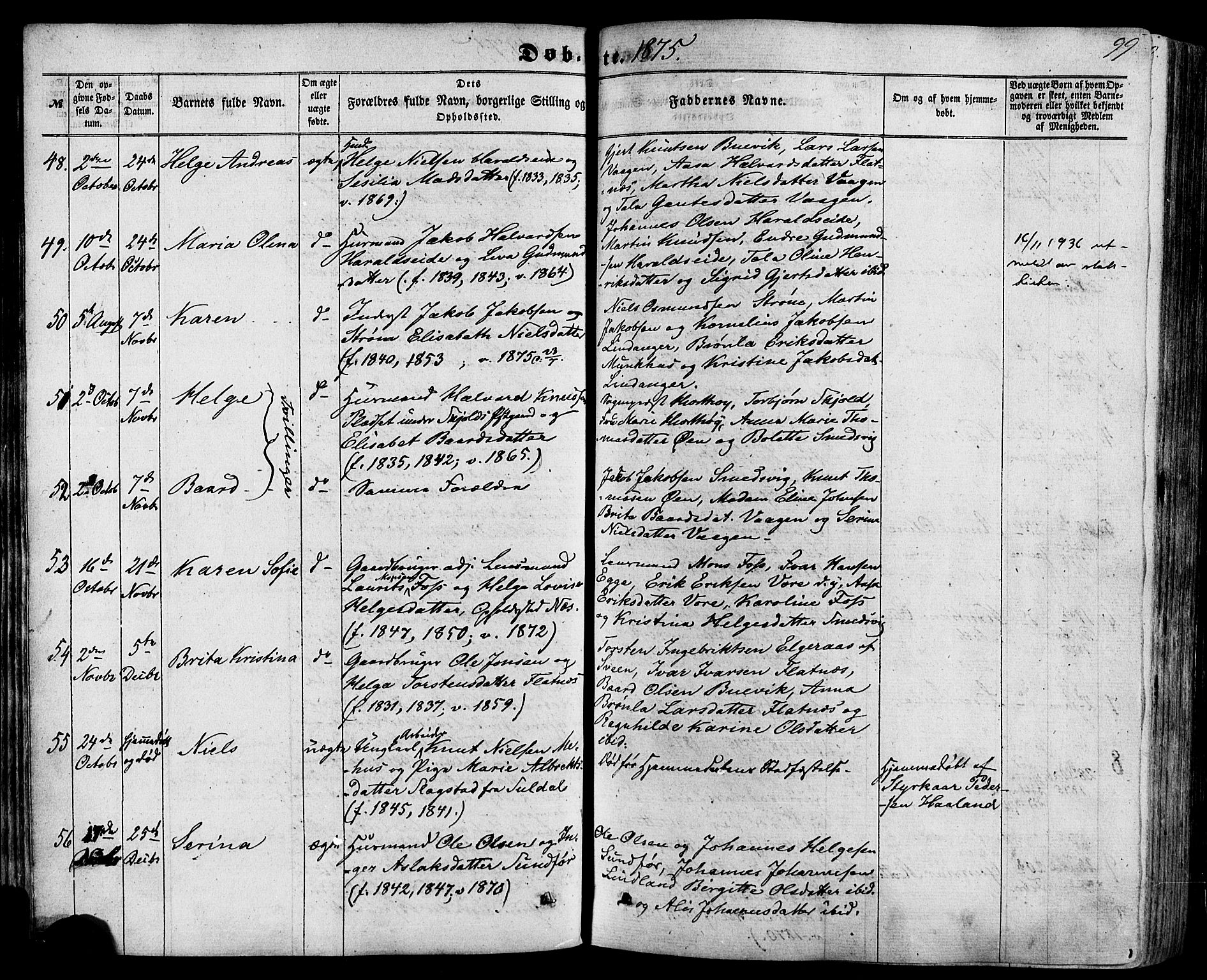 Skjold sokneprestkontor, AV/SAST-A-101847/H/Ha/Haa/L0008: Parish register (official) no. A 8, 1856-1882, p. 99