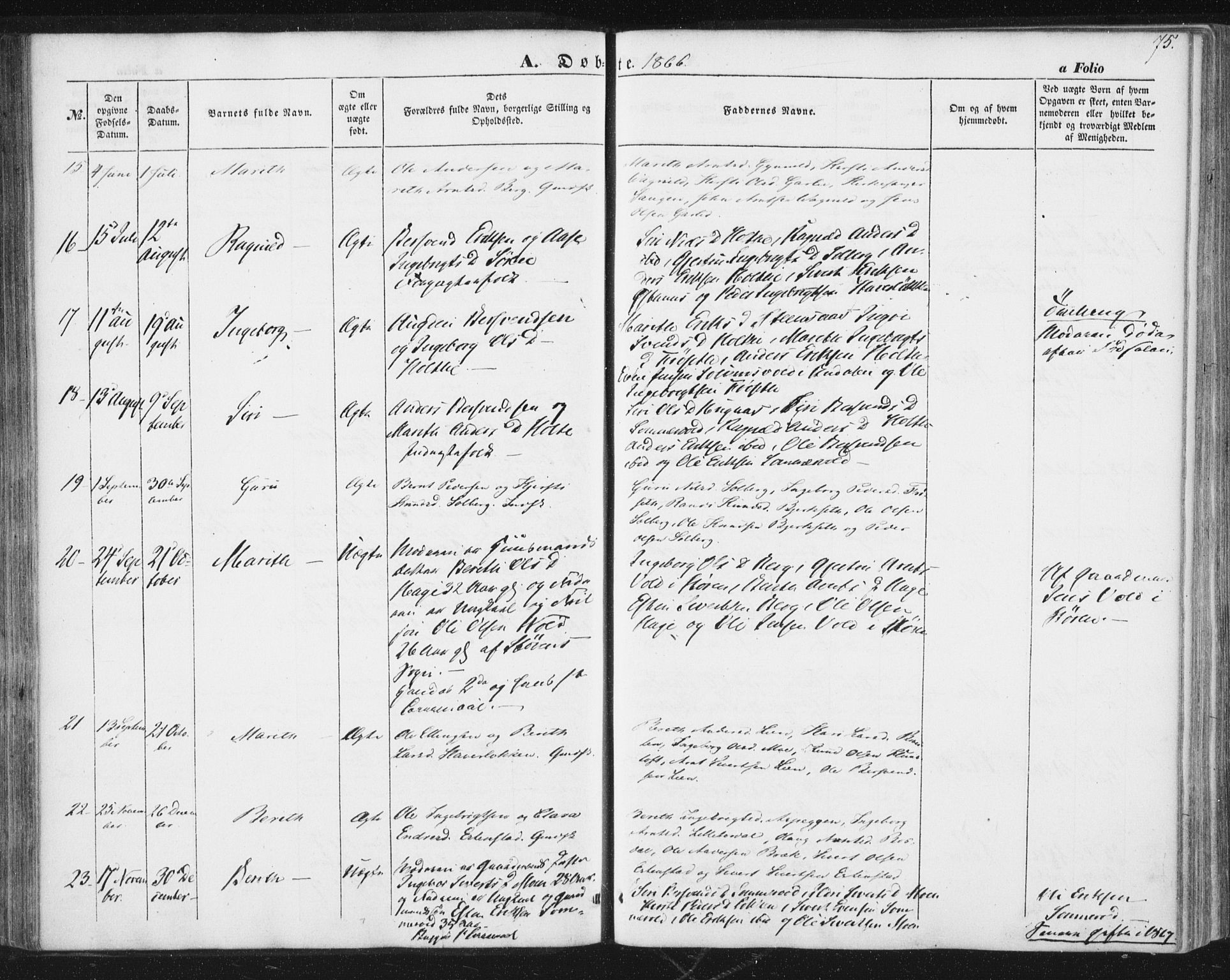 Ministerialprotokoller, klokkerbøker og fødselsregistre - Sør-Trøndelag, SAT/A-1456/689/L1038: Parish register (official) no. 689A03, 1848-1872, p. 75