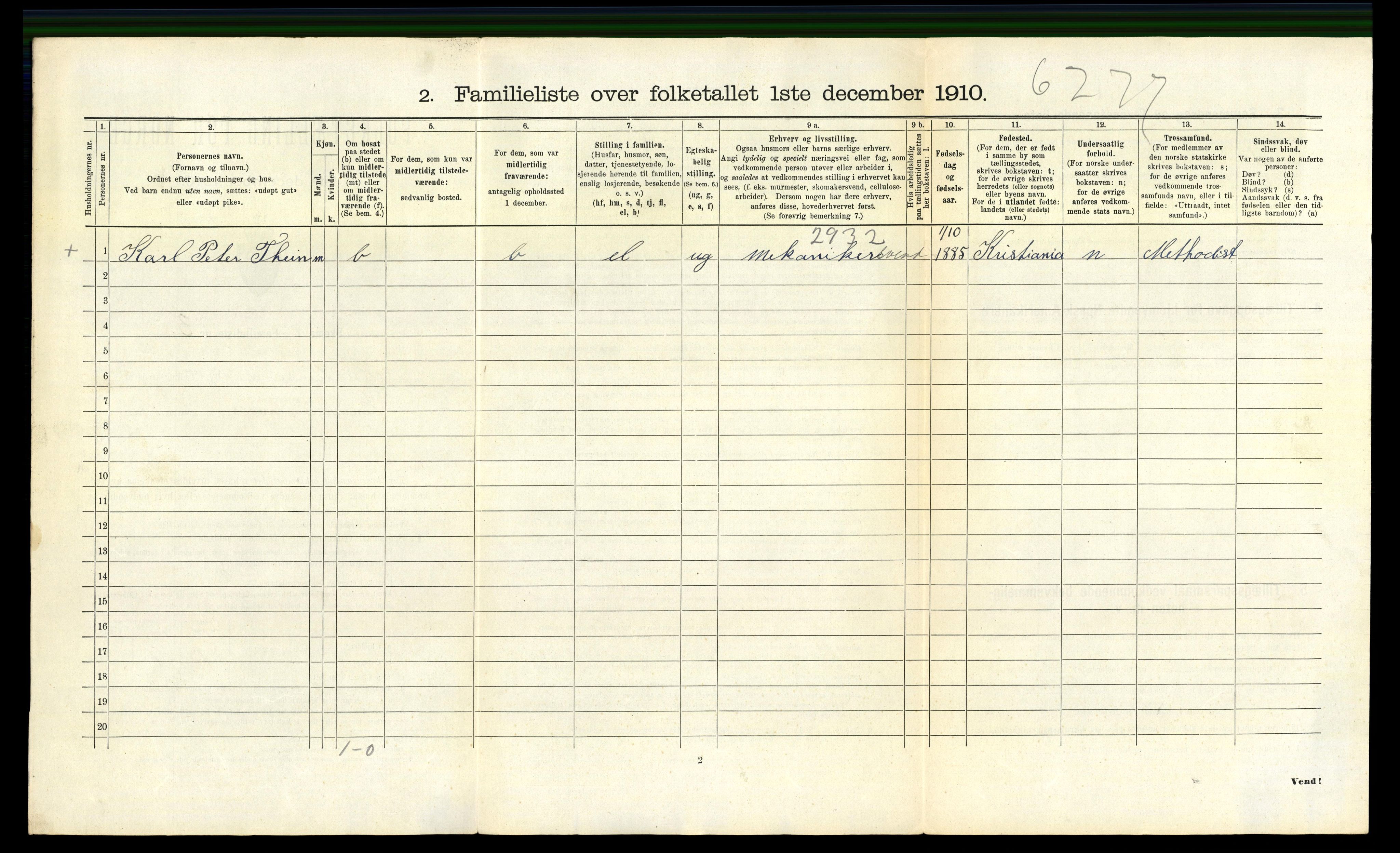 RA, 1910 census for Kristiansand, 1910, p. 4393