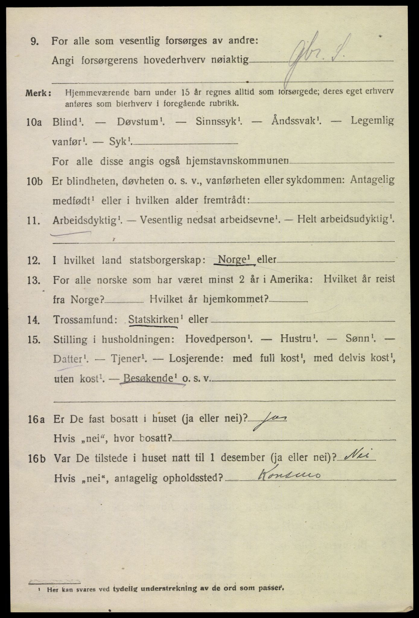 SAK, 1920 census for Konsmo, 1920, p. 1143