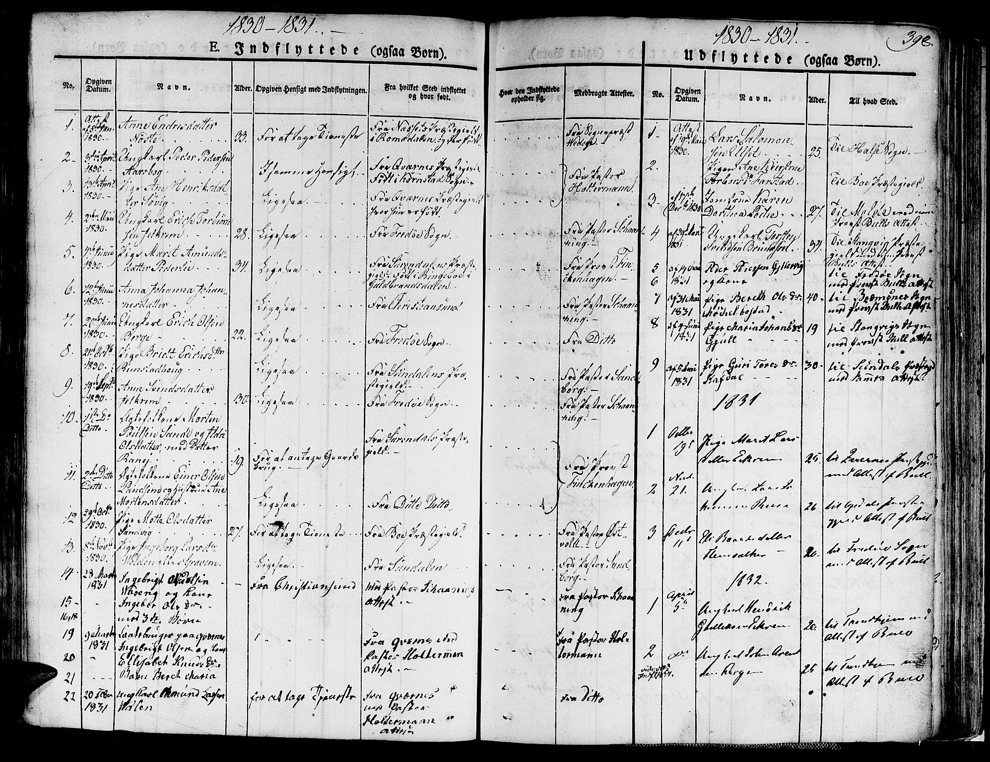 Ministerialprotokoller, klokkerbøker og fødselsregistre - Møre og Romsdal, SAT/A-1454/586/L0983: Parish register (official) no. 586A09, 1829-1843, p. 398