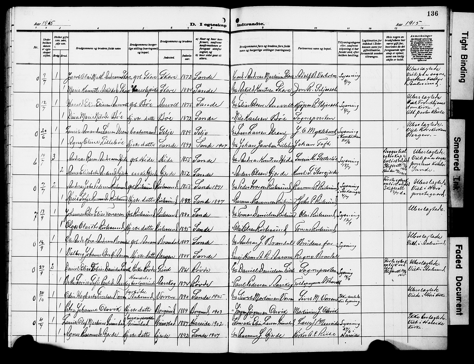 Ministerialprotokoller, klokkerbøker og fødselsregistre - Møre og Romsdal, AV/SAT-A-1454/503/L0050: Parish register (copy) no. 503C05, 1909-1922, p. 136