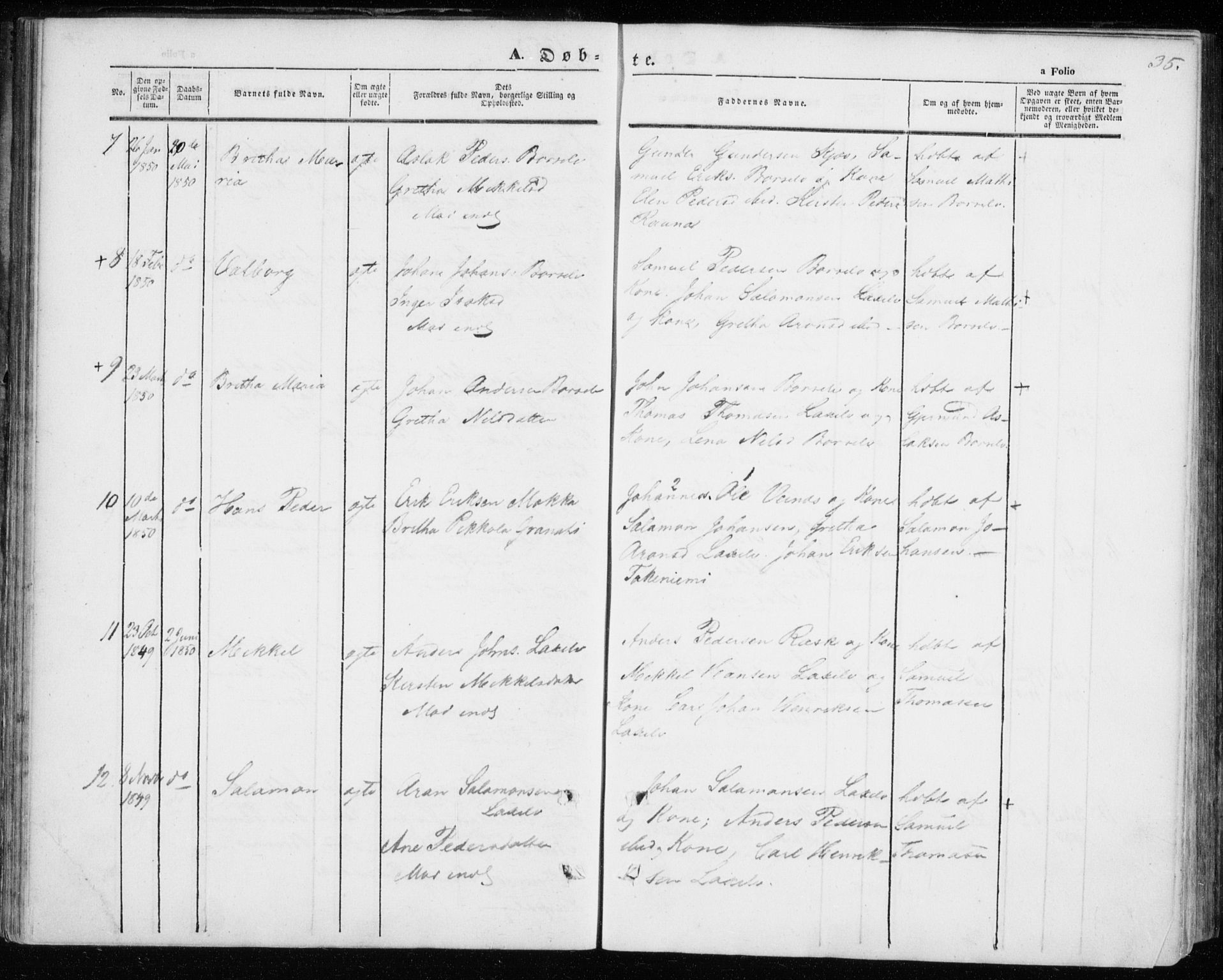 Kistrand/Porsanger sokneprestembete, SATØ/S-1351/H/Ha/L0004.kirke: Parish register (official) no. 4, 1843-1860, p. 35