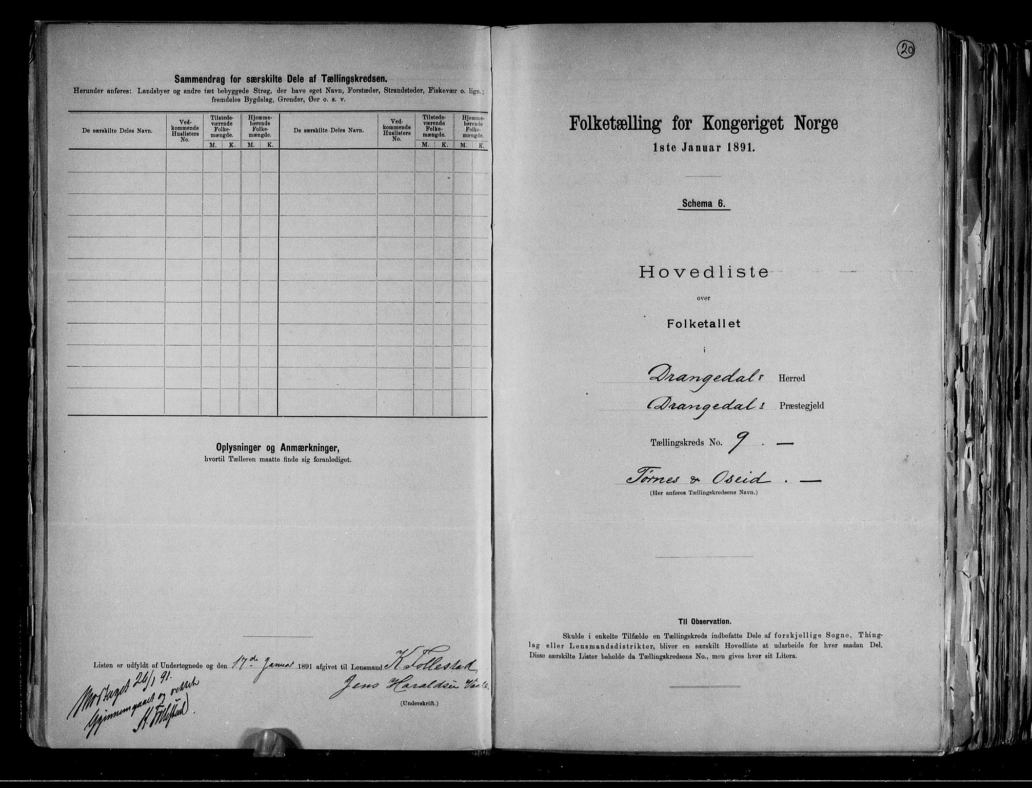 RA, 1891 census for 0817 Drangedal, 1891, p. 20