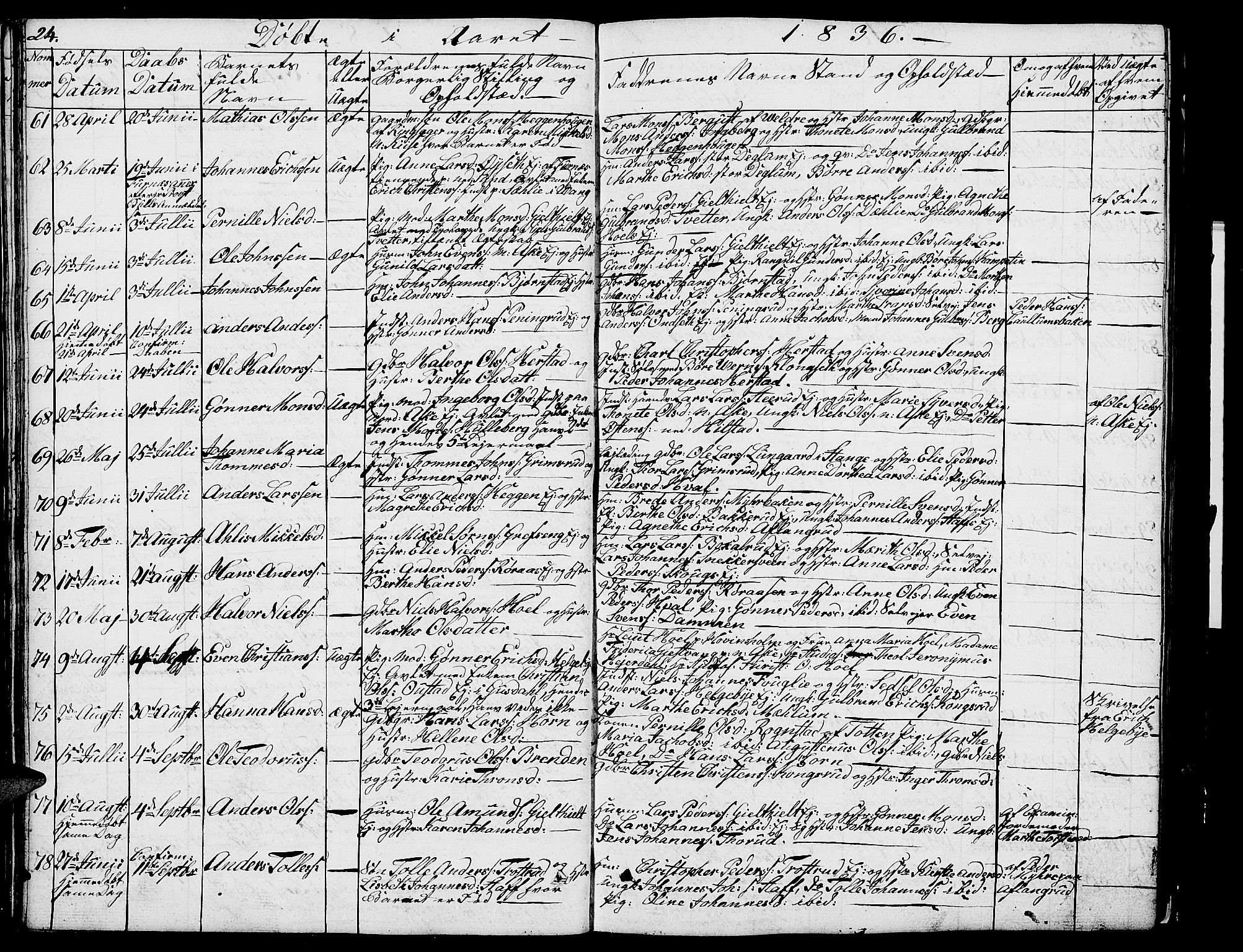Nes prestekontor, Hedmark, AV/SAH-PREST-020/L/La/L0004: Parish register (copy) no. 4, 1832-1861, p. 24