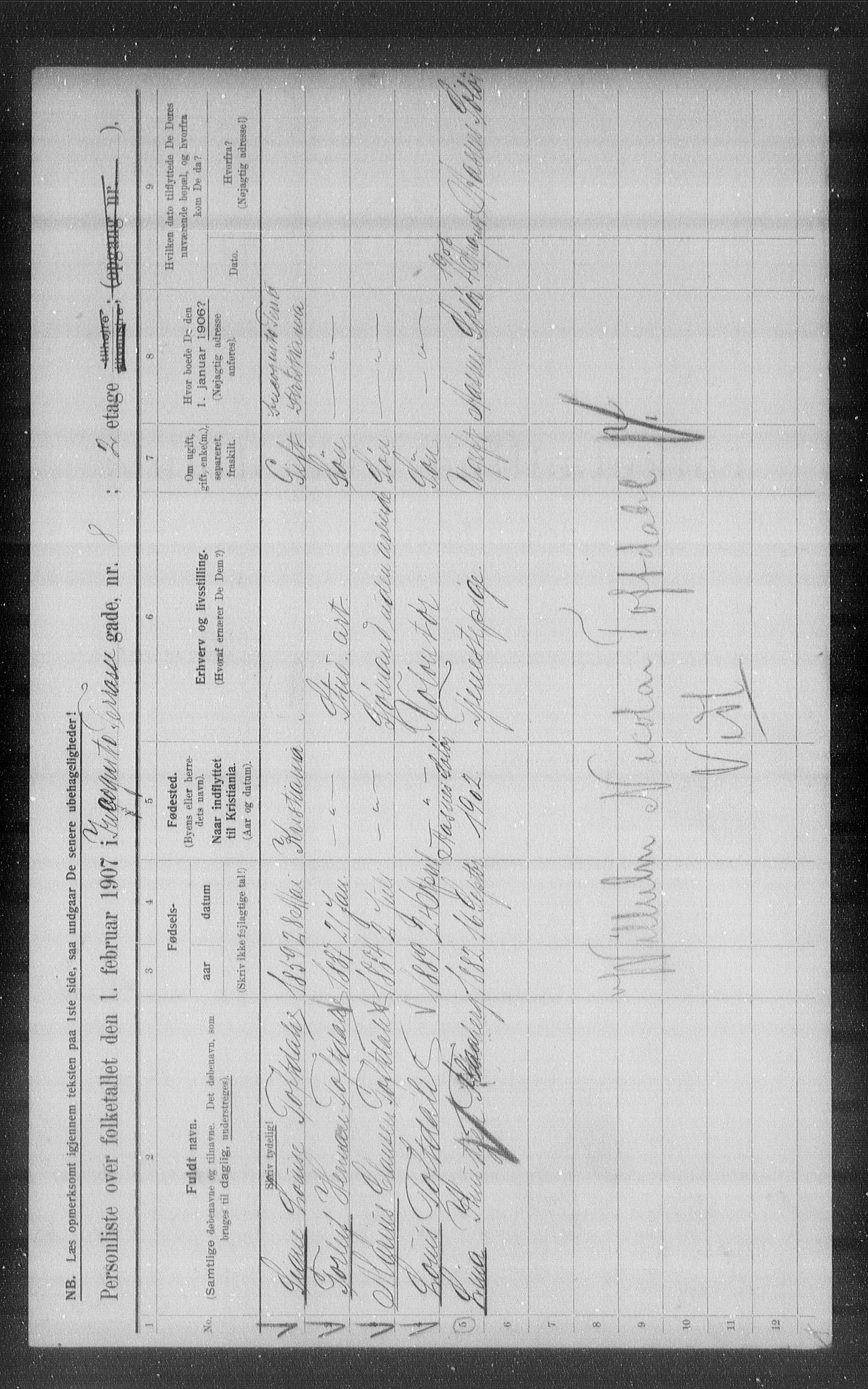 OBA, Municipal Census 1907 for Kristiania, 1907, p. 22611