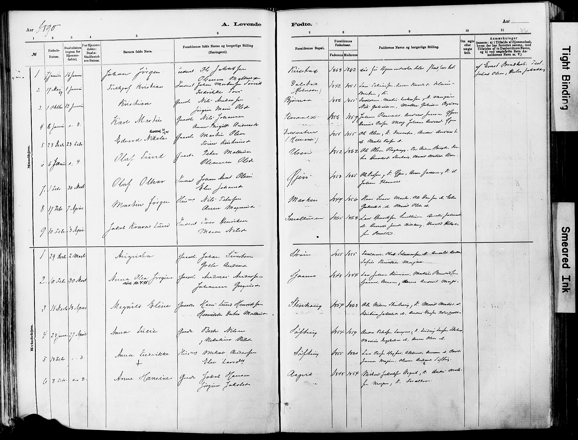 Ministerialprotokoller, klokkerbøker og fødselsregistre - Nordland, SAT/A-1459/820/L0295: Parish register (official) no. 820A16, 1880-1896, p. 86