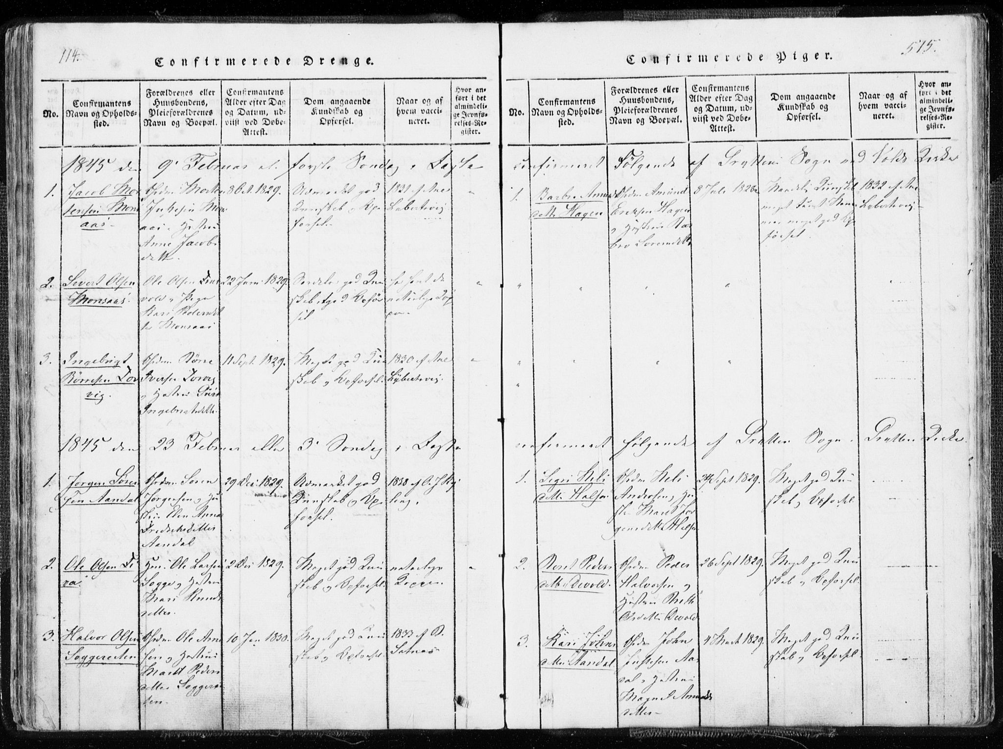 Ministerialprotokoller, klokkerbøker og fødselsregistre - Møre og Romsdal, SAT/A-1454/544/L0571: Parish register (official) no. 544A04, 1818-1853, p. 514-515