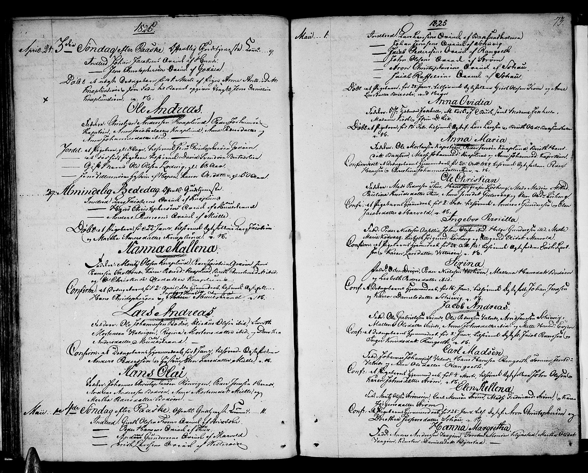 Ministerialprotokoller, klokkerbøker og fødselsregistre - Nordland, SAT/A-1459/801/L0005: Parish register (official) no. 801A05, 1818-1834, p. 73
