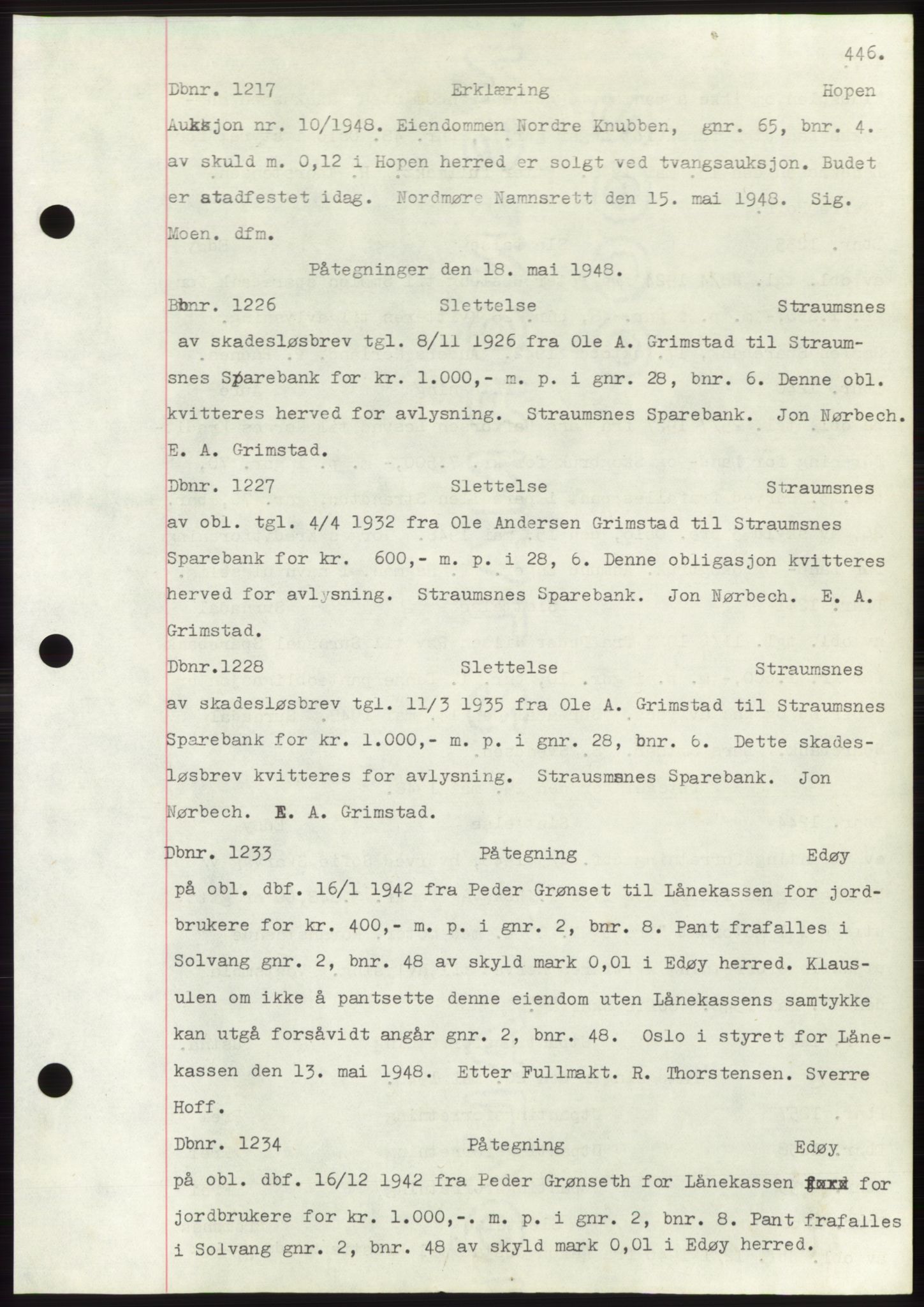 Nordmøre sorenskriveri, AV/SAT-A-4132/1/2/2Ca: Mortgage book no. C82b, 1946-1951, Diary no: : 1217/1948